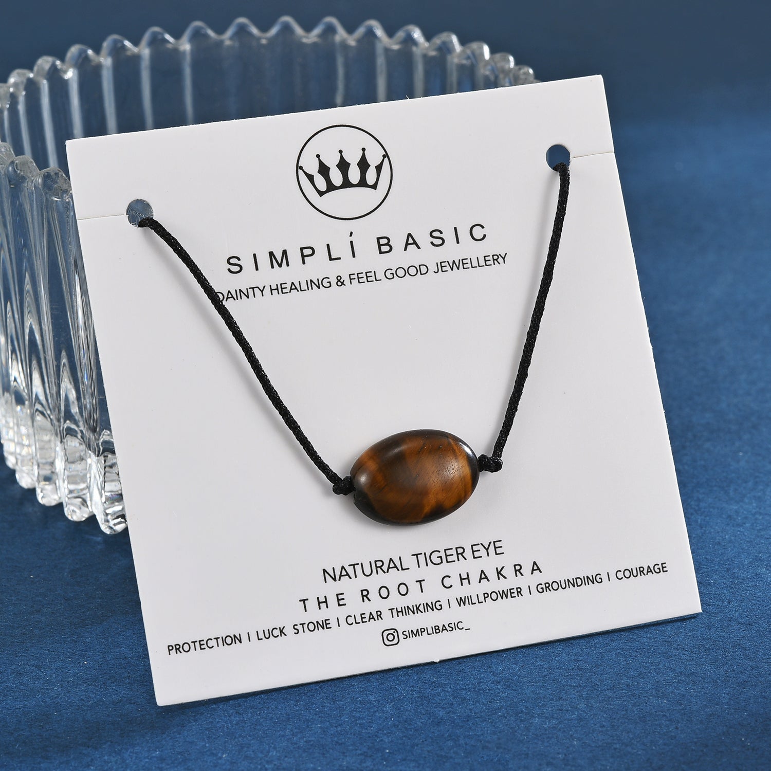 Tiger eye cord necklace (oval stone)