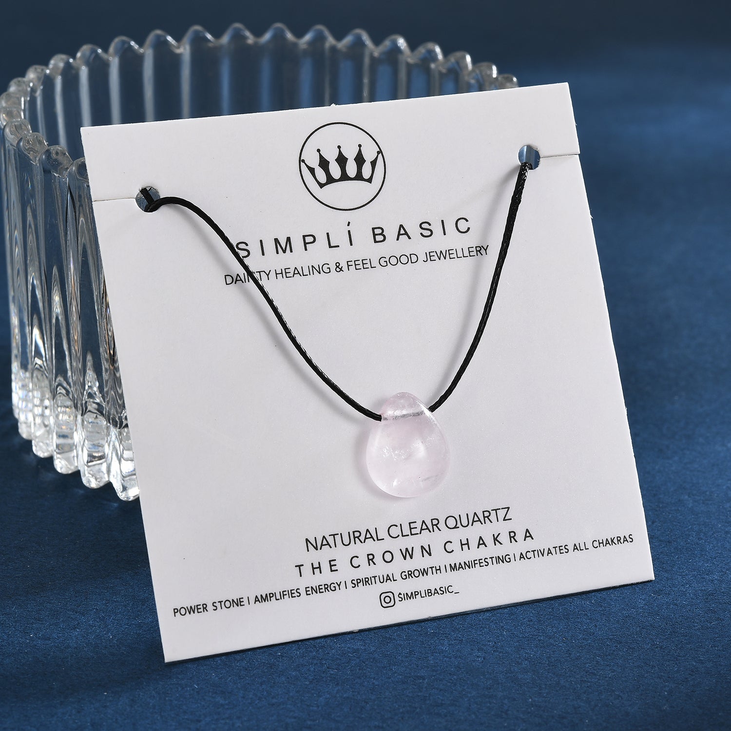 Clear quartz cord Necklace (pearl drop stone)