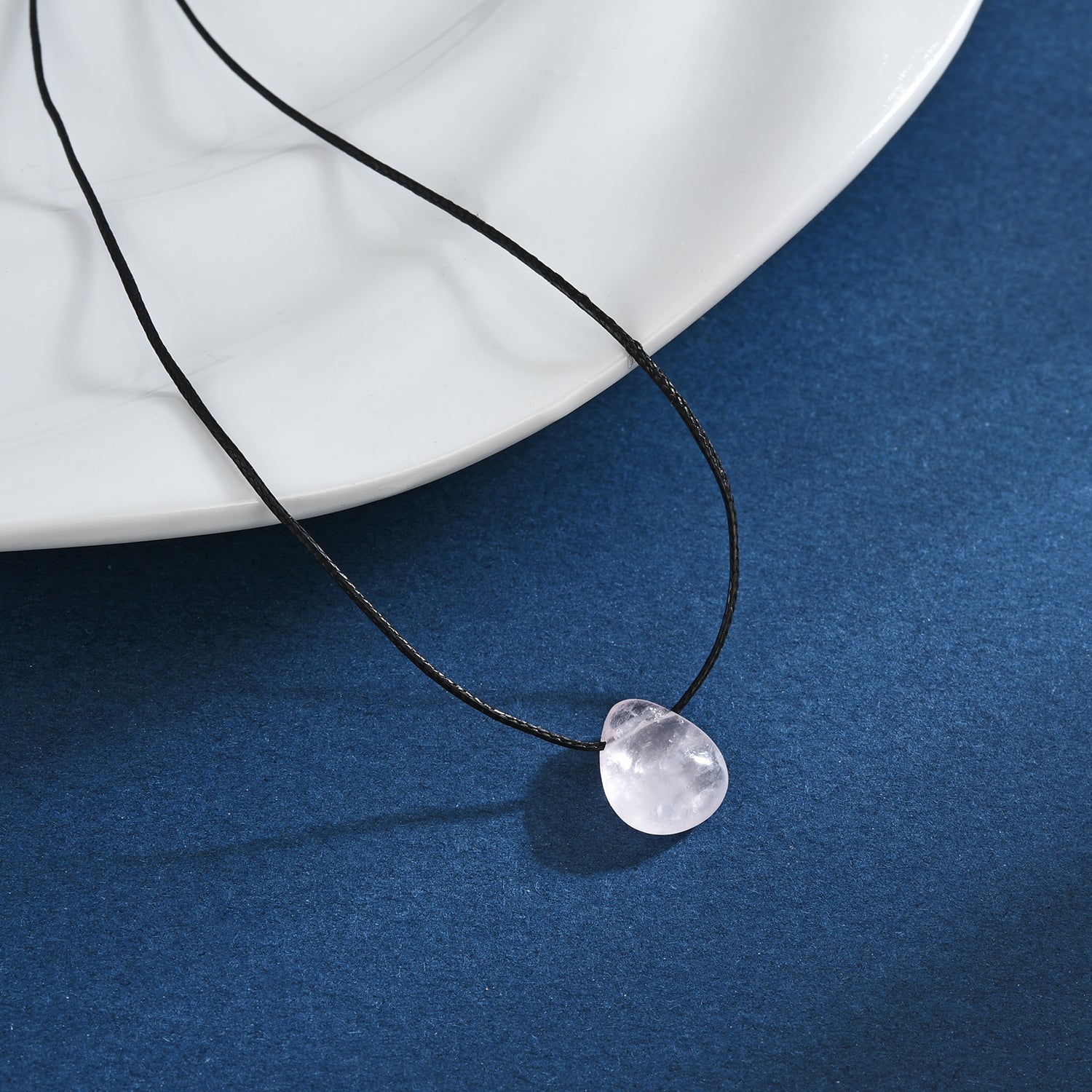 Clear quartz cord Necklace (pearl drop stone)