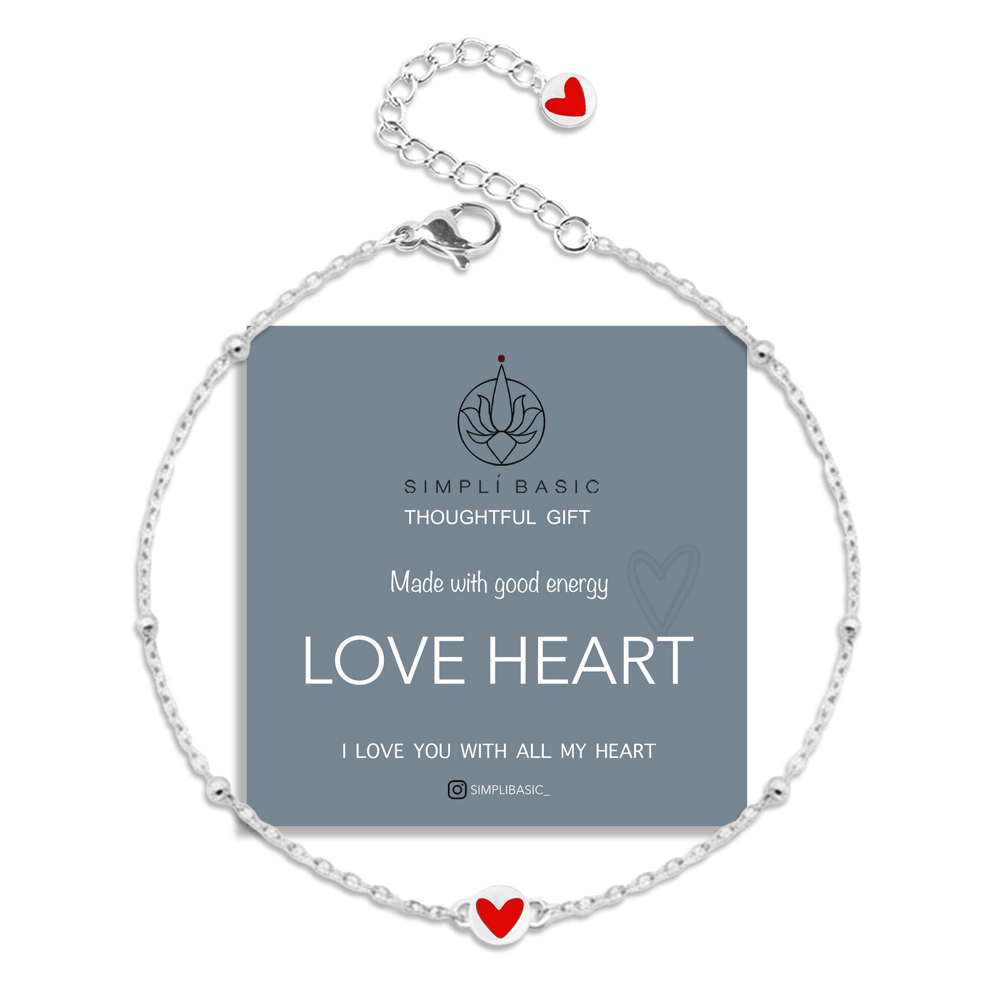 Heart chain bracelet silver