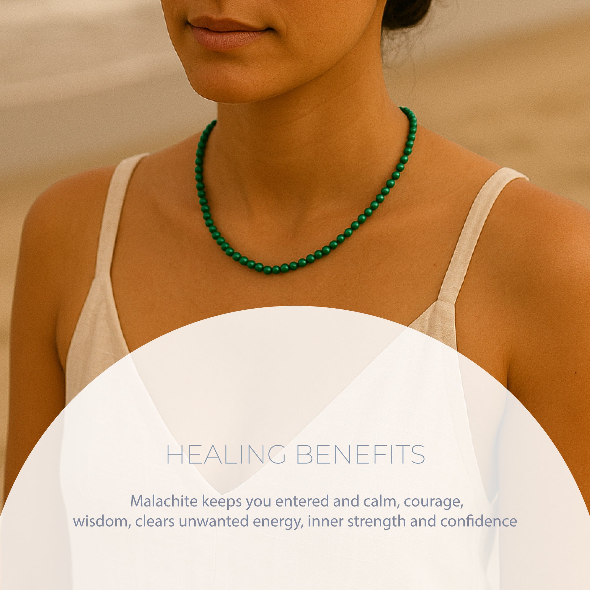 NATURAL MALACHITE HEALING GEMSTONE BEADS NECKLACE