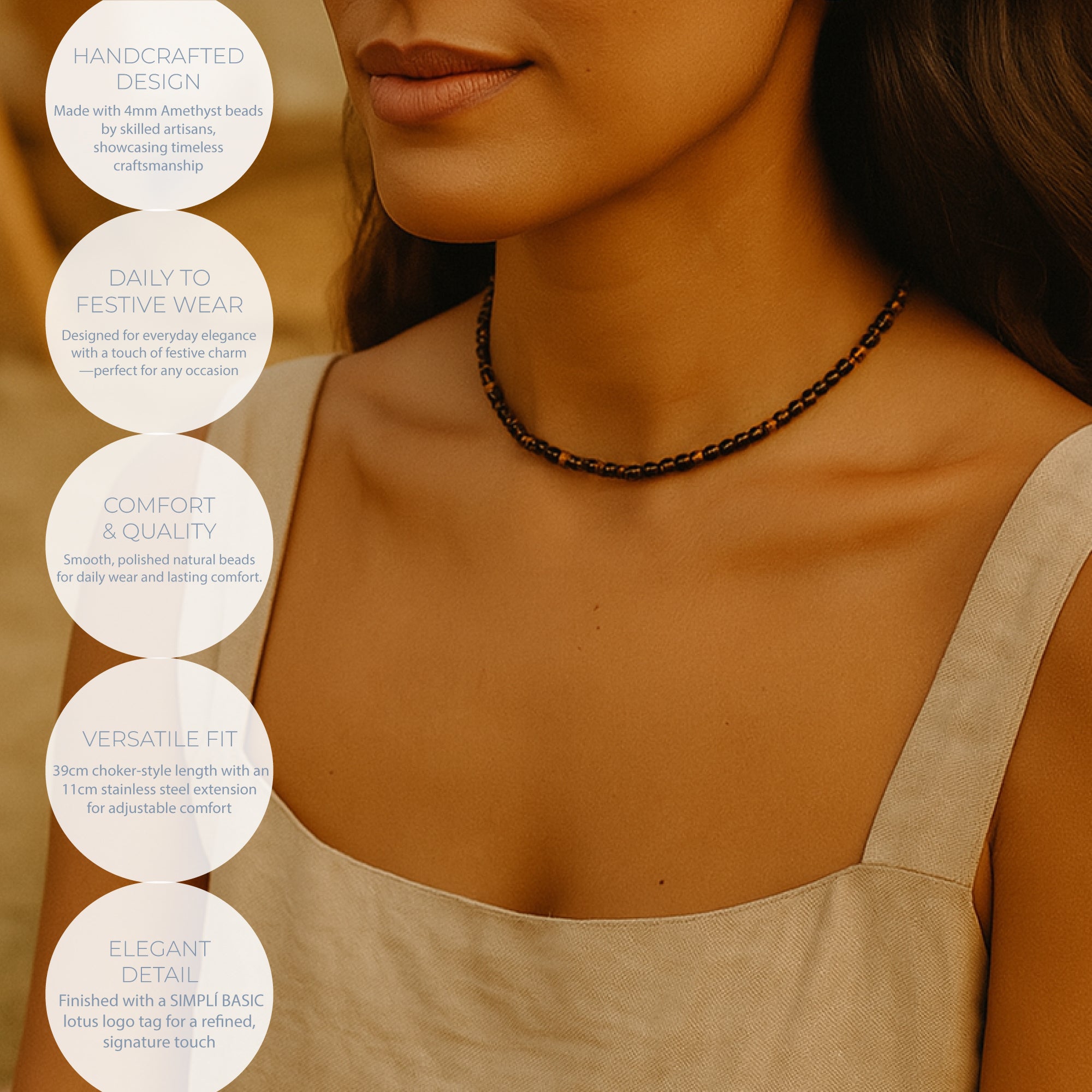 NATURAL TIGER EYE HEALING GEMSTONE BEADS NECKLACE