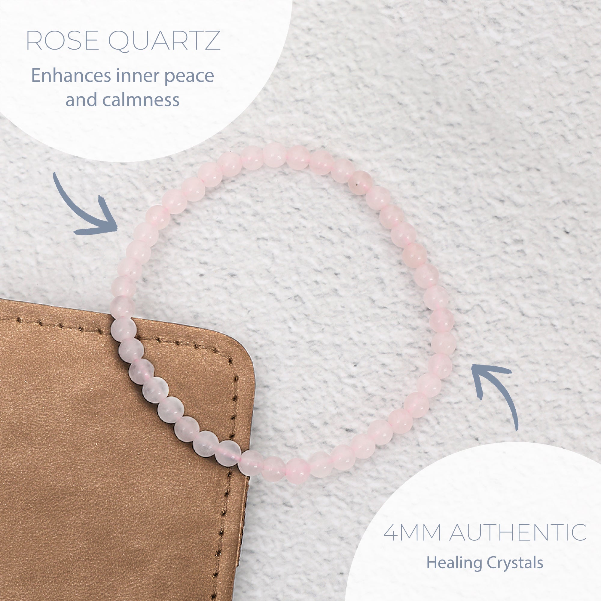 HEALING ROSE QUARTZ BEAD BRACELET 4MM