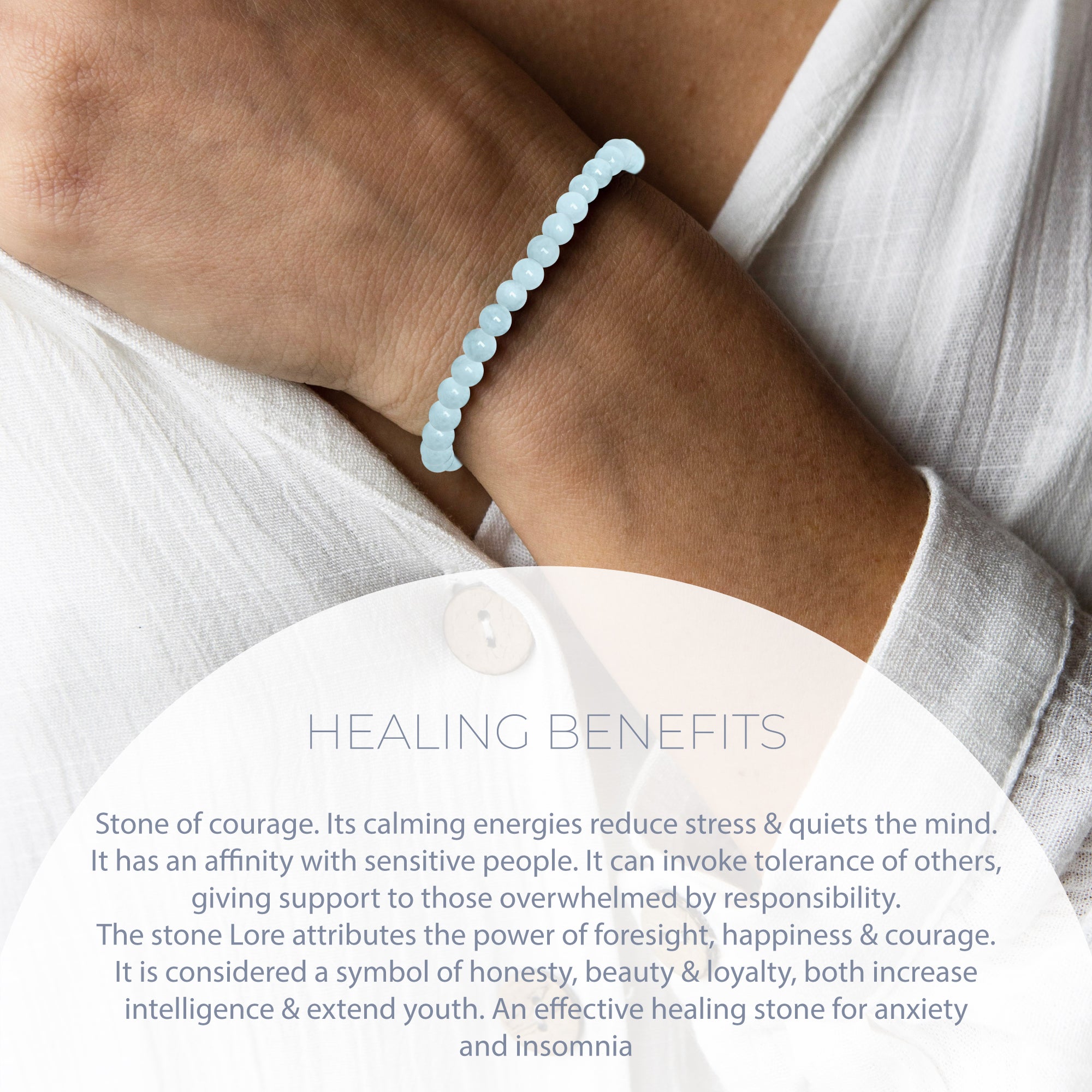 HEALING AQUAMARINE BEAD BRACELET 4MM