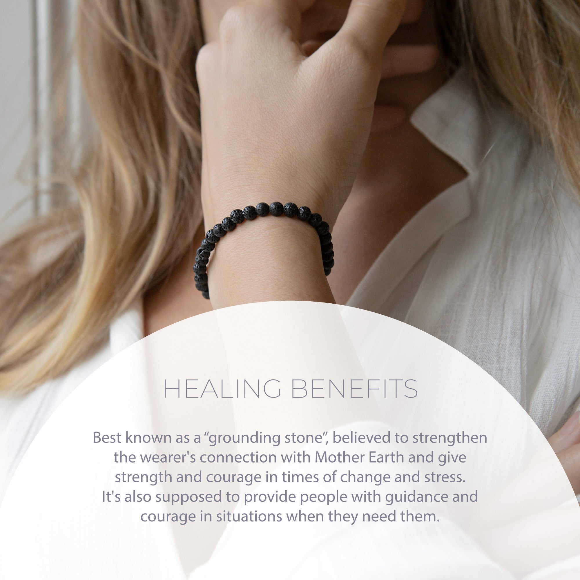 Healing black Lava Rock bead bracelet 4mm