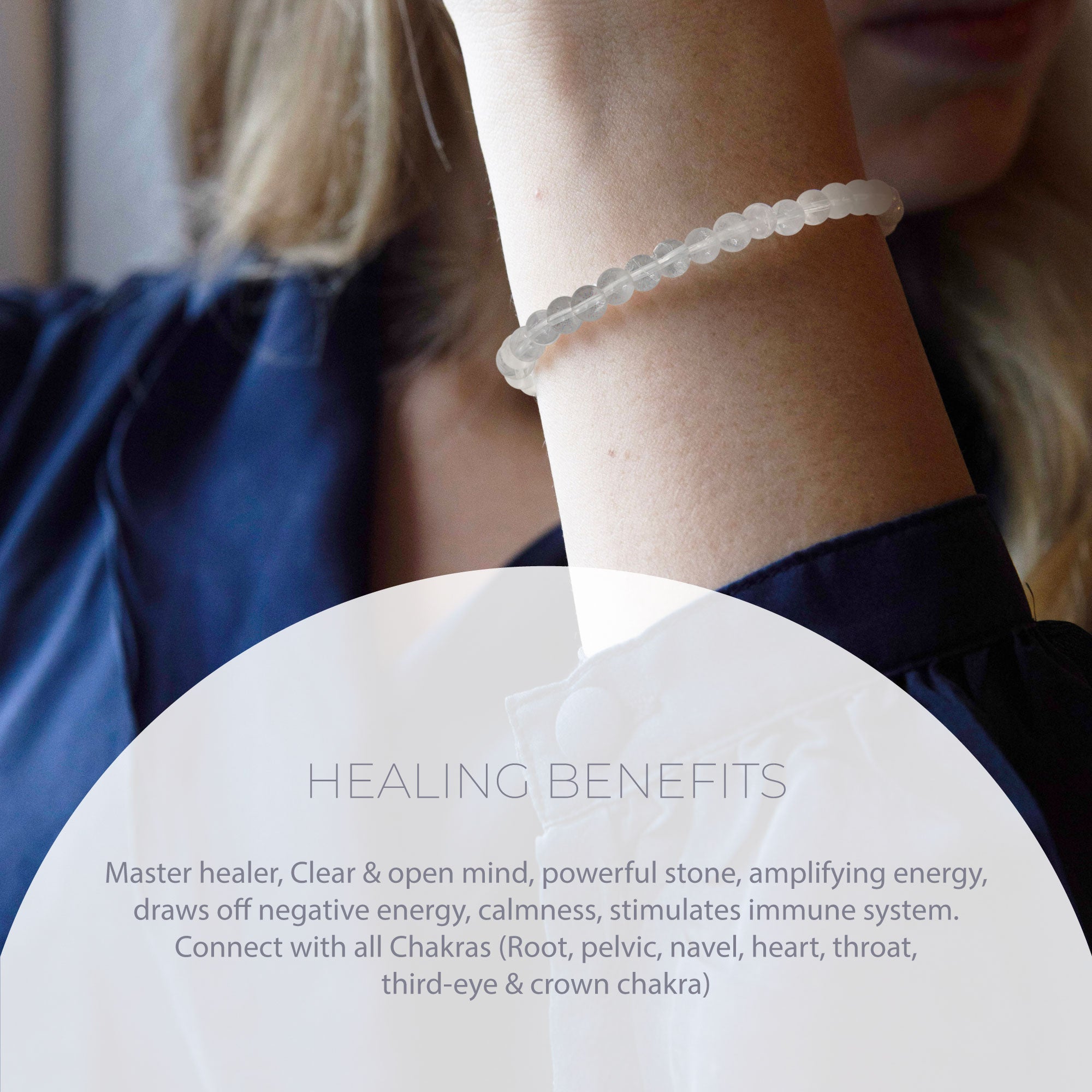 Healing Clear quartz bead bracelet 4mm