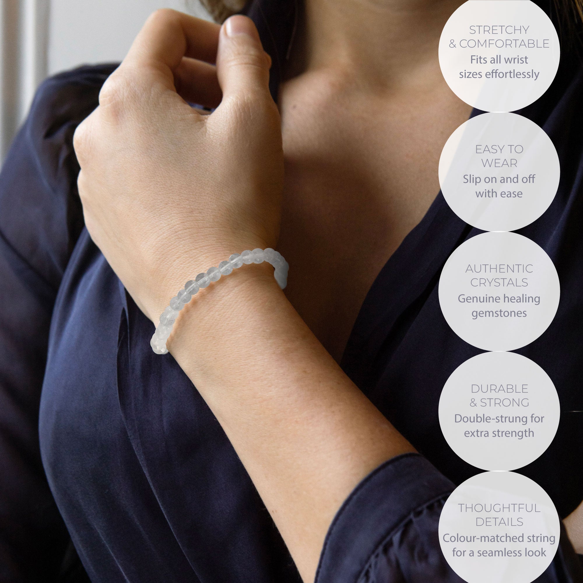 Healing Clear quartz bead bracelet 4mm