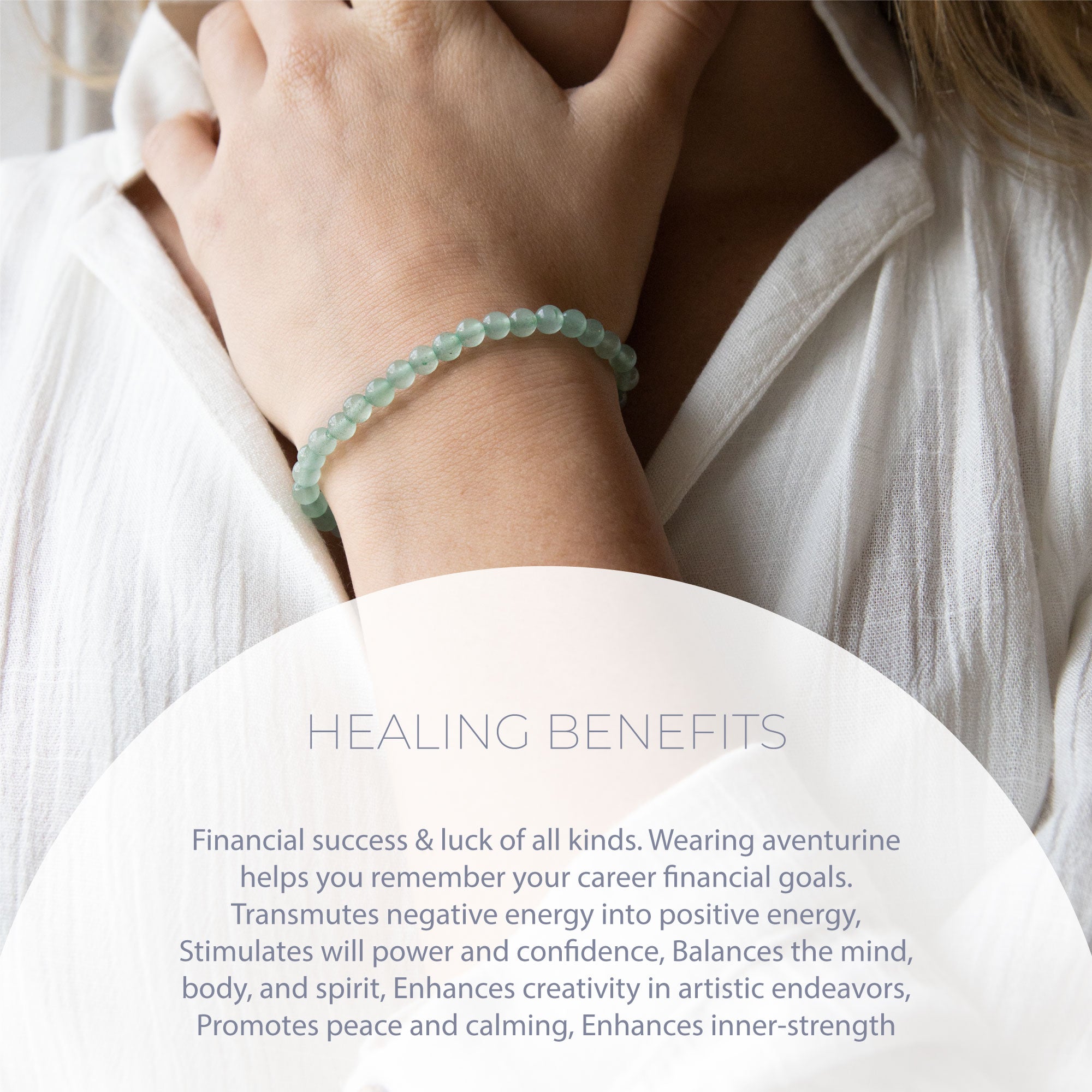 HEALING GREEN AVENTURINE BEAD BRACELET 4MM