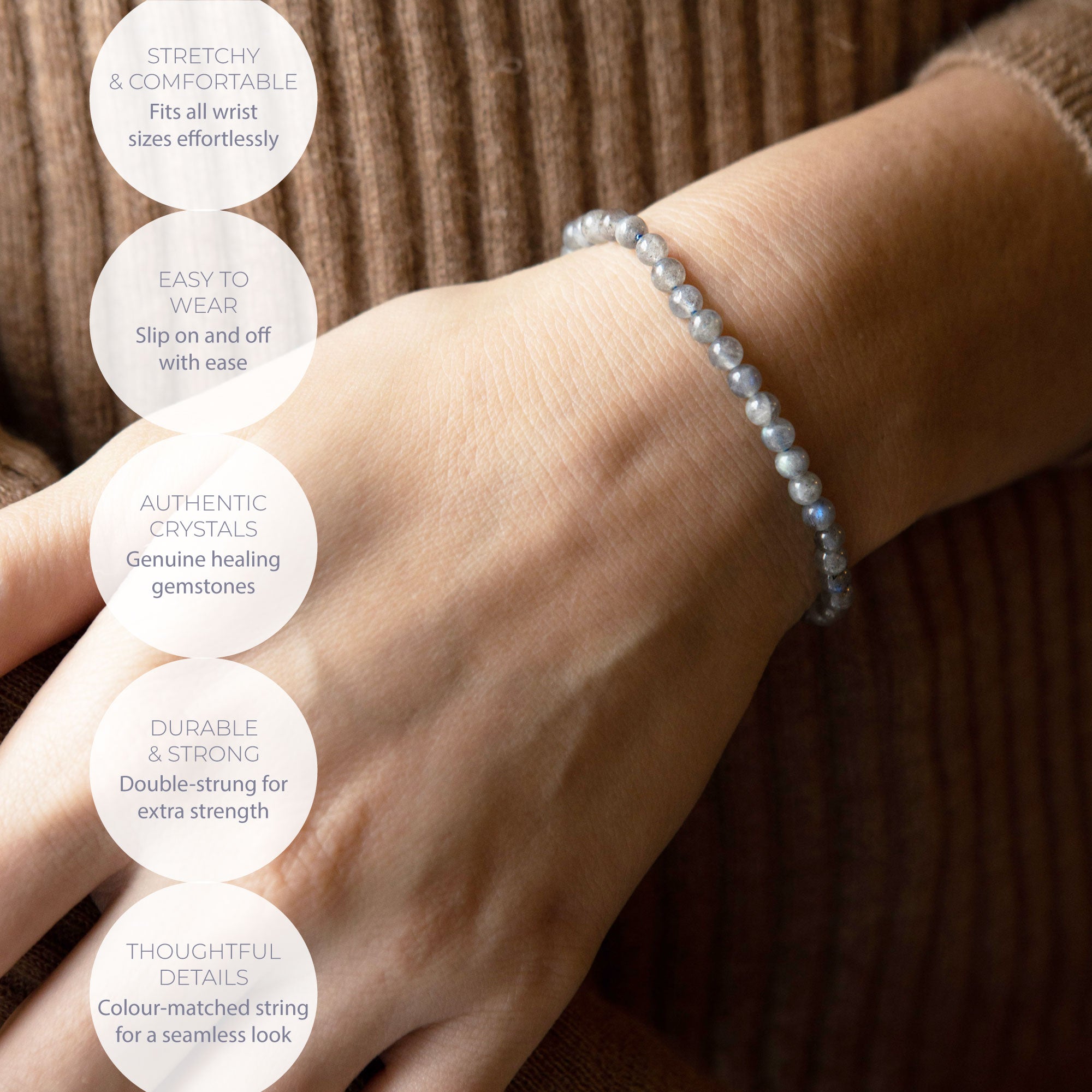 Healing Labradorite bead bracelet 4mm