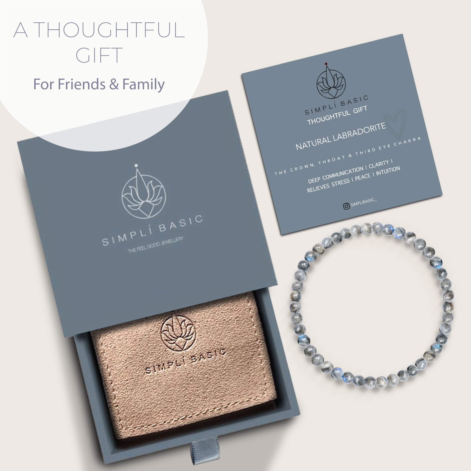 Healing Labradorite bead bracelet 4mm