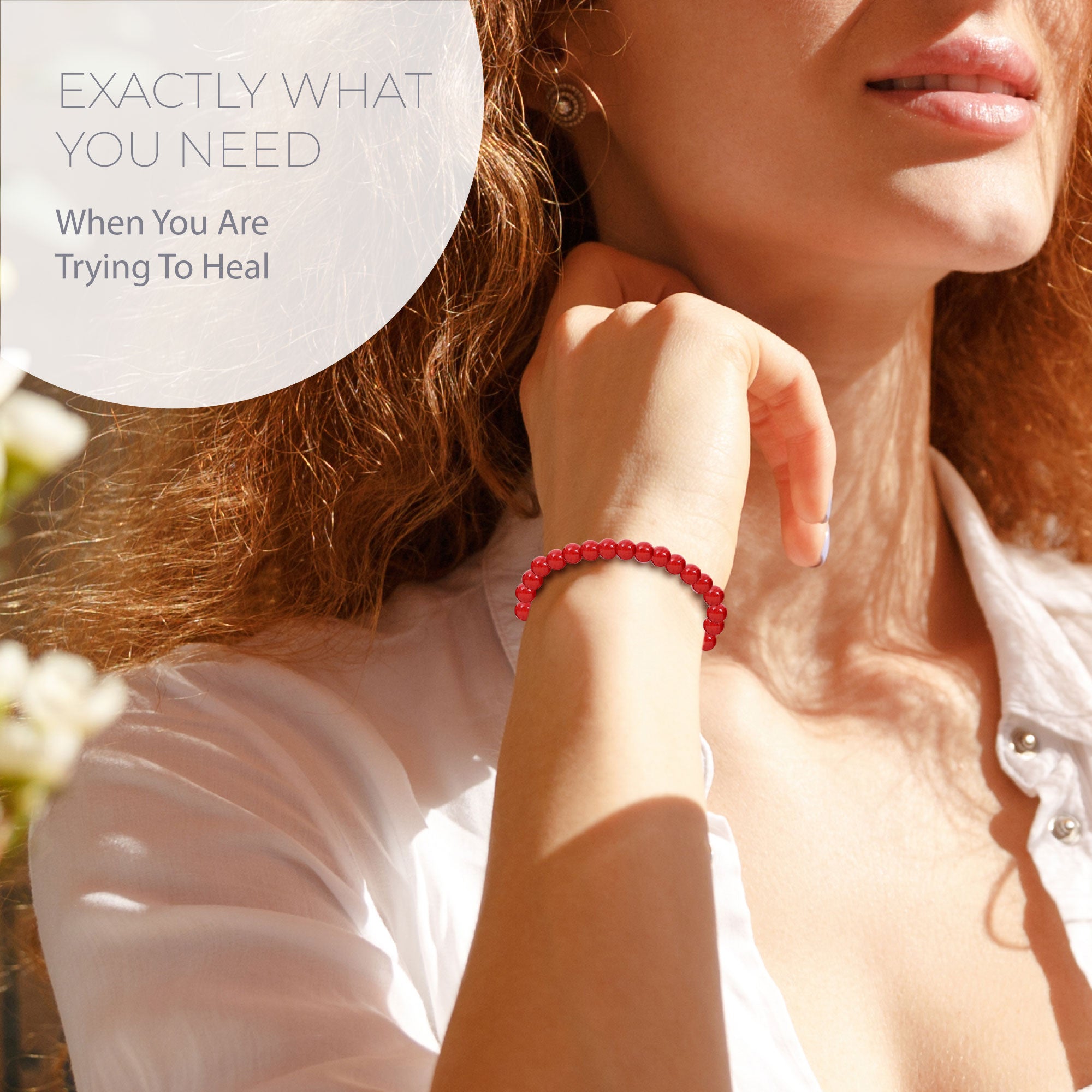 Healing Red coral bead bracelet 4mm