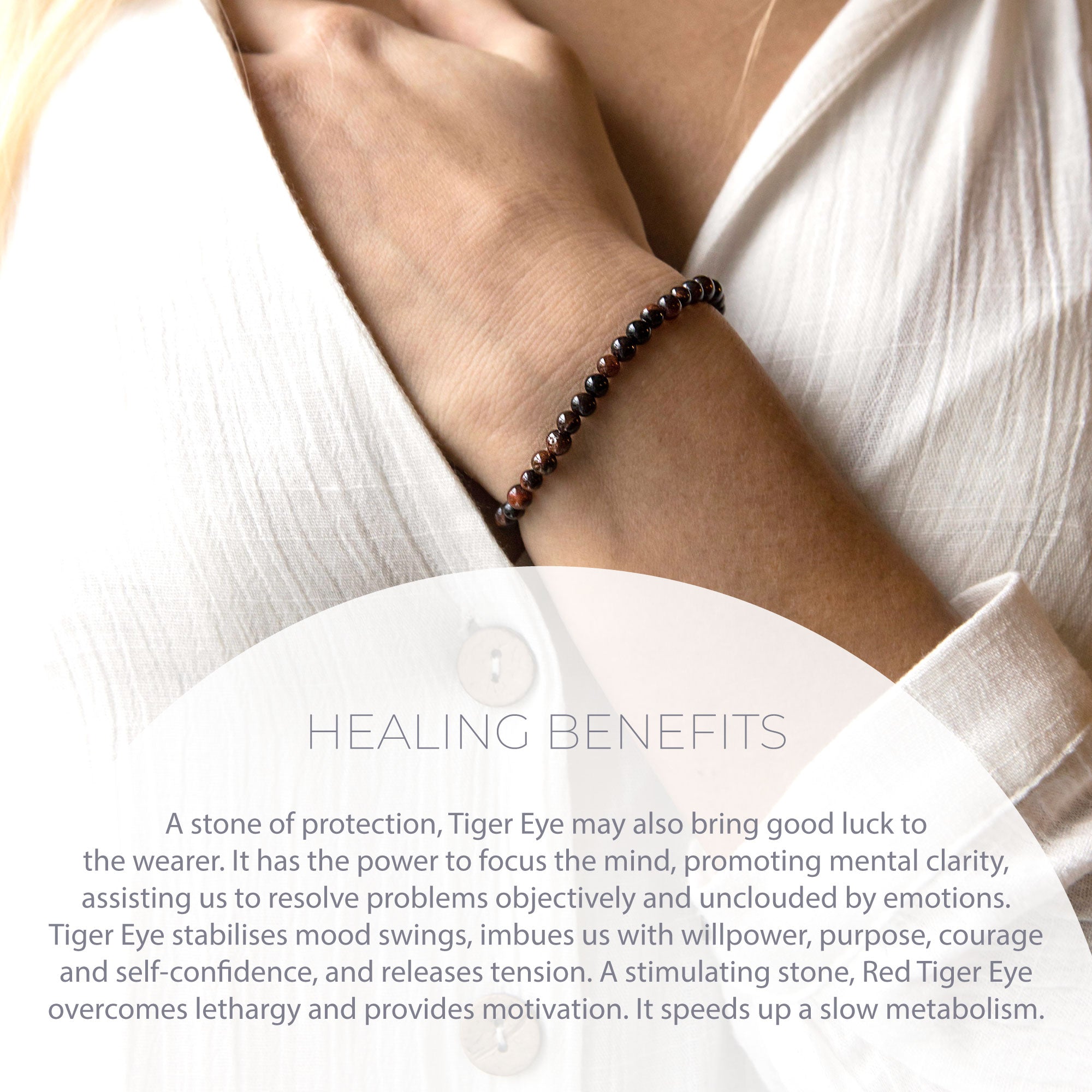 HEALING RED TIGER EYE BEAD BRACELET 4MM