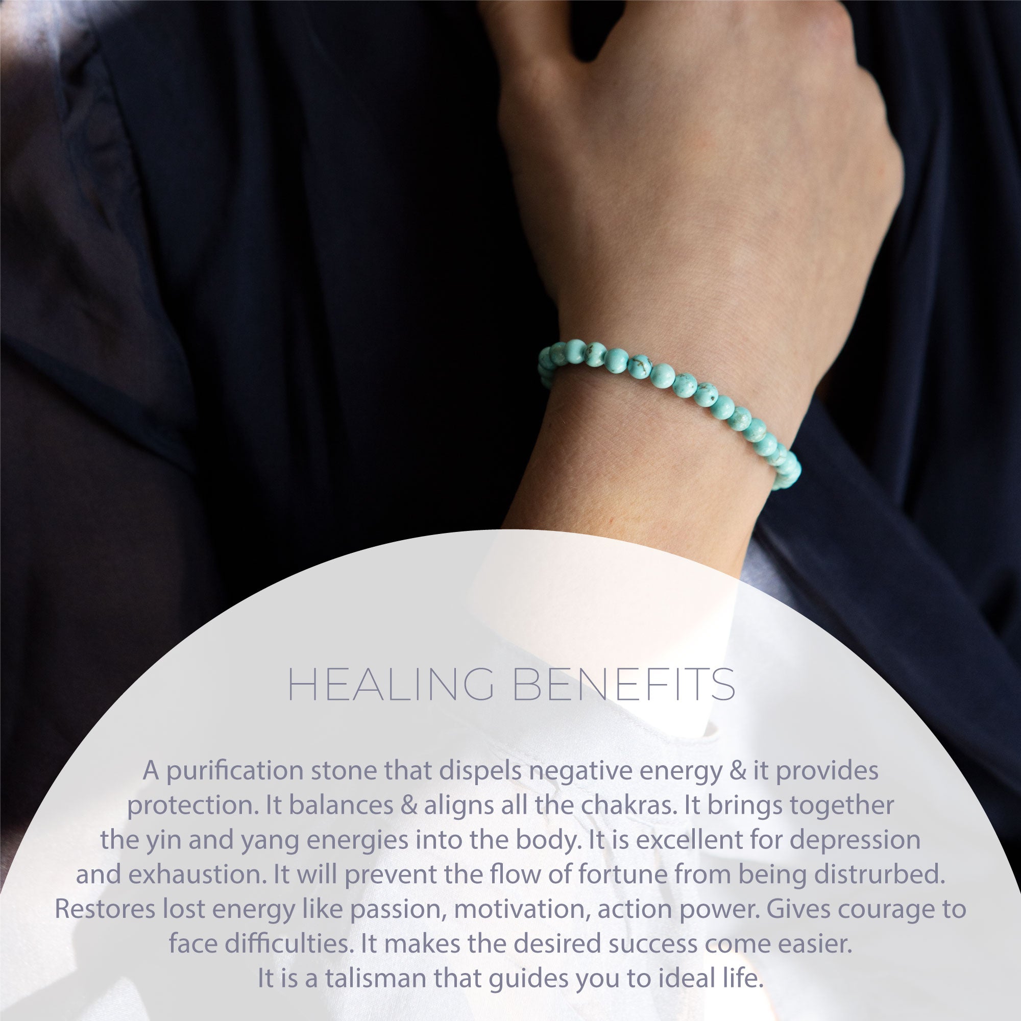 HEALING TURQUOISE BEAD BRACELET 4MM