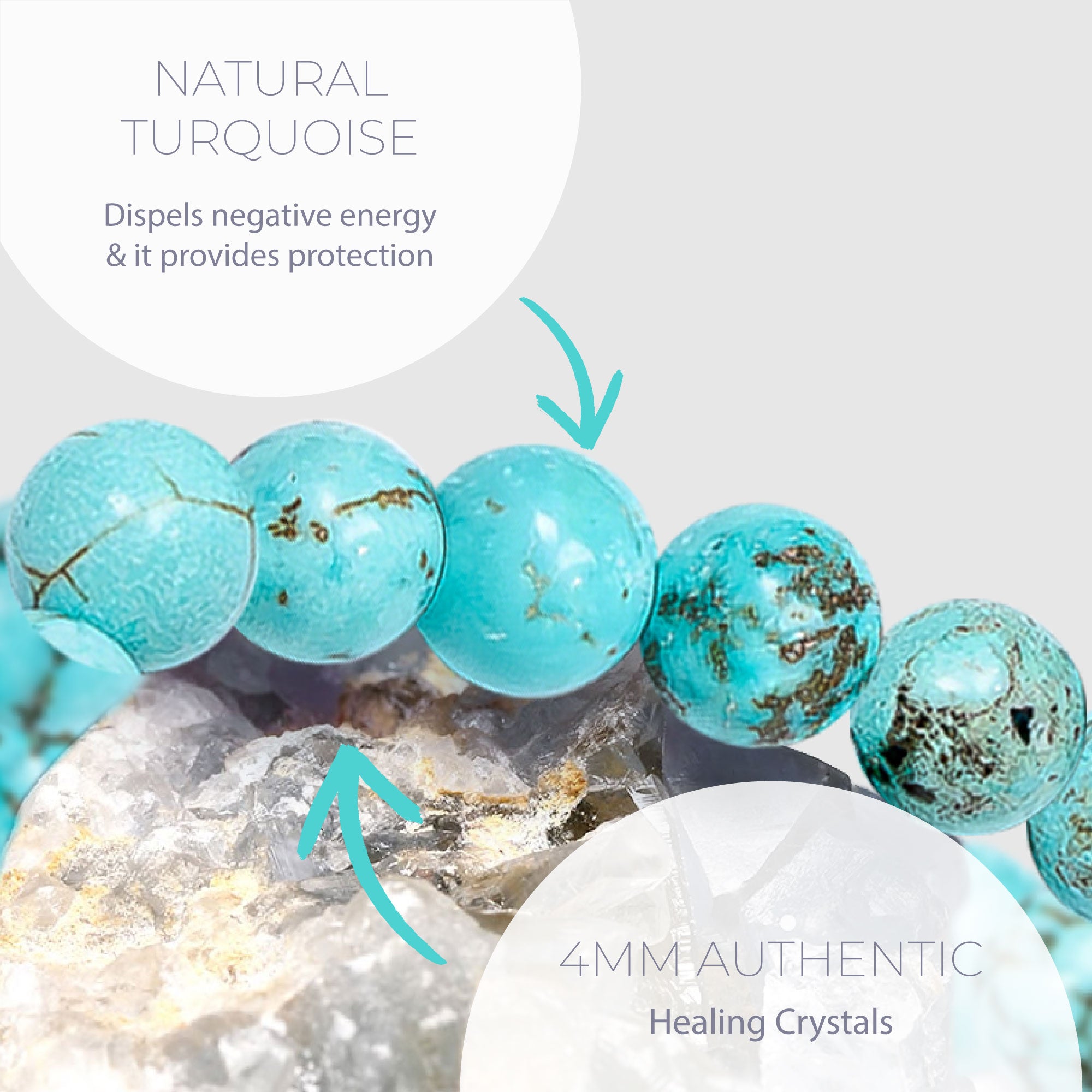 HEALING TURQUOISE BEAD BRACELET 4MM