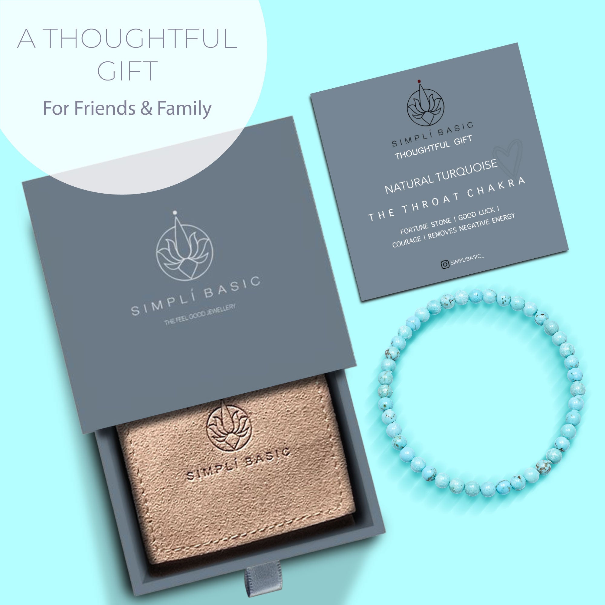 HEALING TURQUOISE BEAD BRACELET 4MM