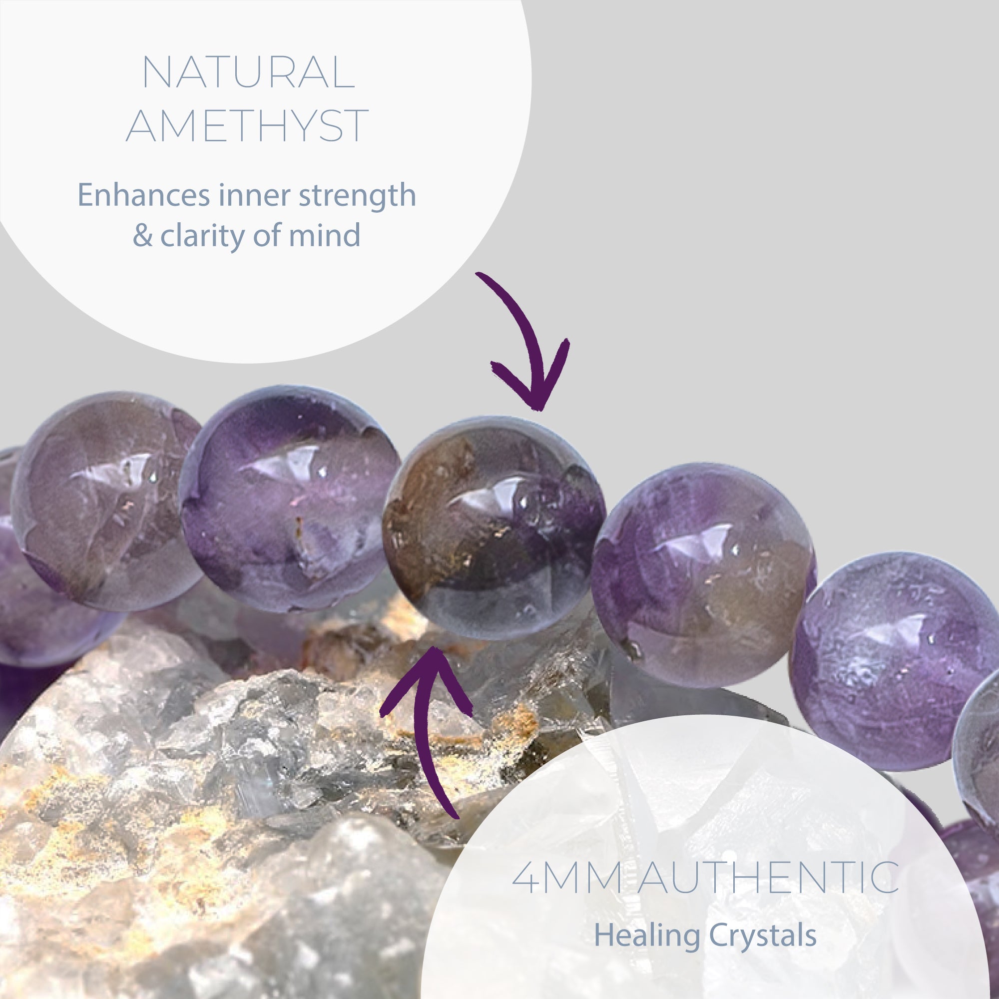 HEALING AMETHYST BEAD BRACELET 4MM