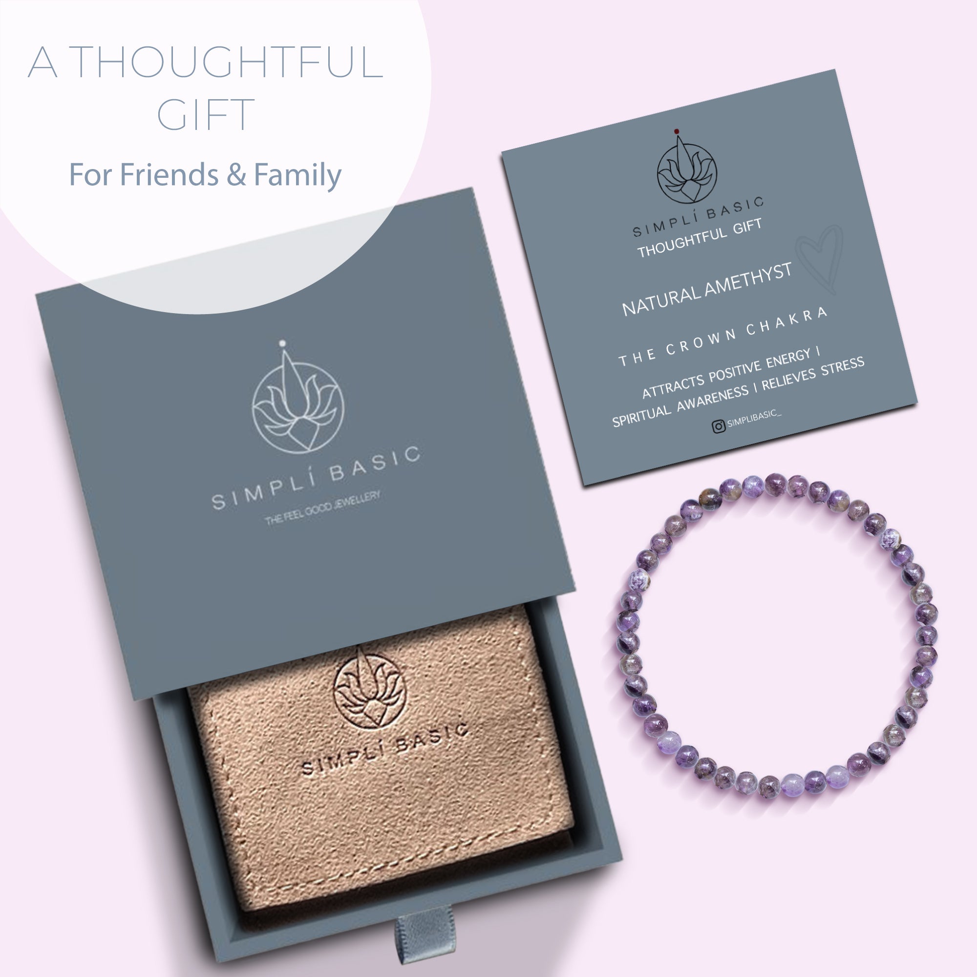 HEALING AMETHYST BEAD BRACELET 4MM