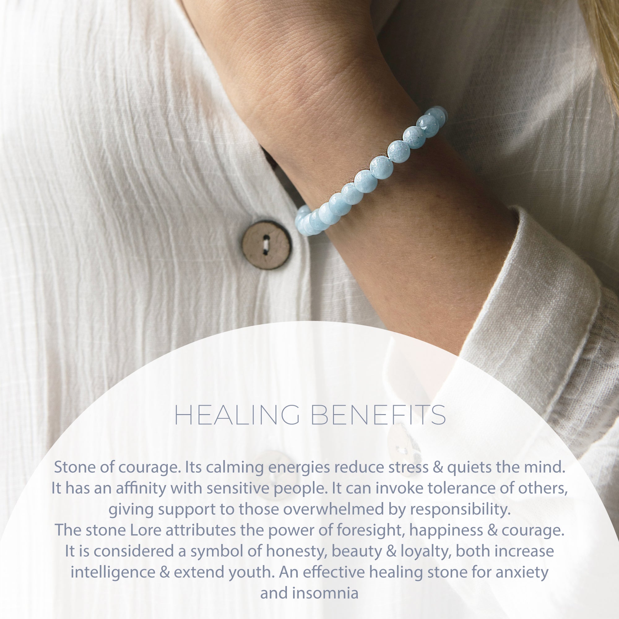 HEALING AQUAMARINE BEAD BRACELET 6MM