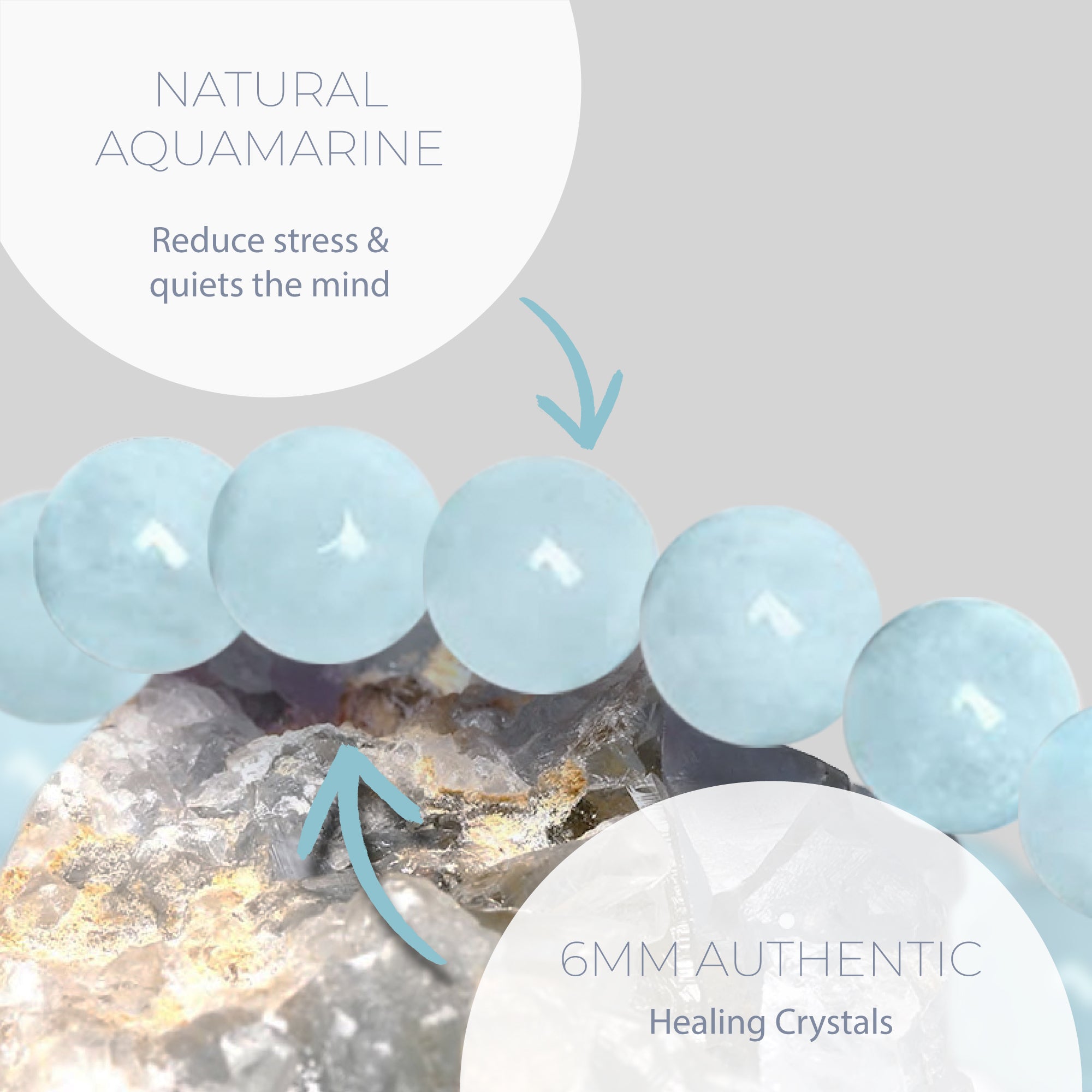 HEALING AQUAMARINE BEAD BRACELET 6MM