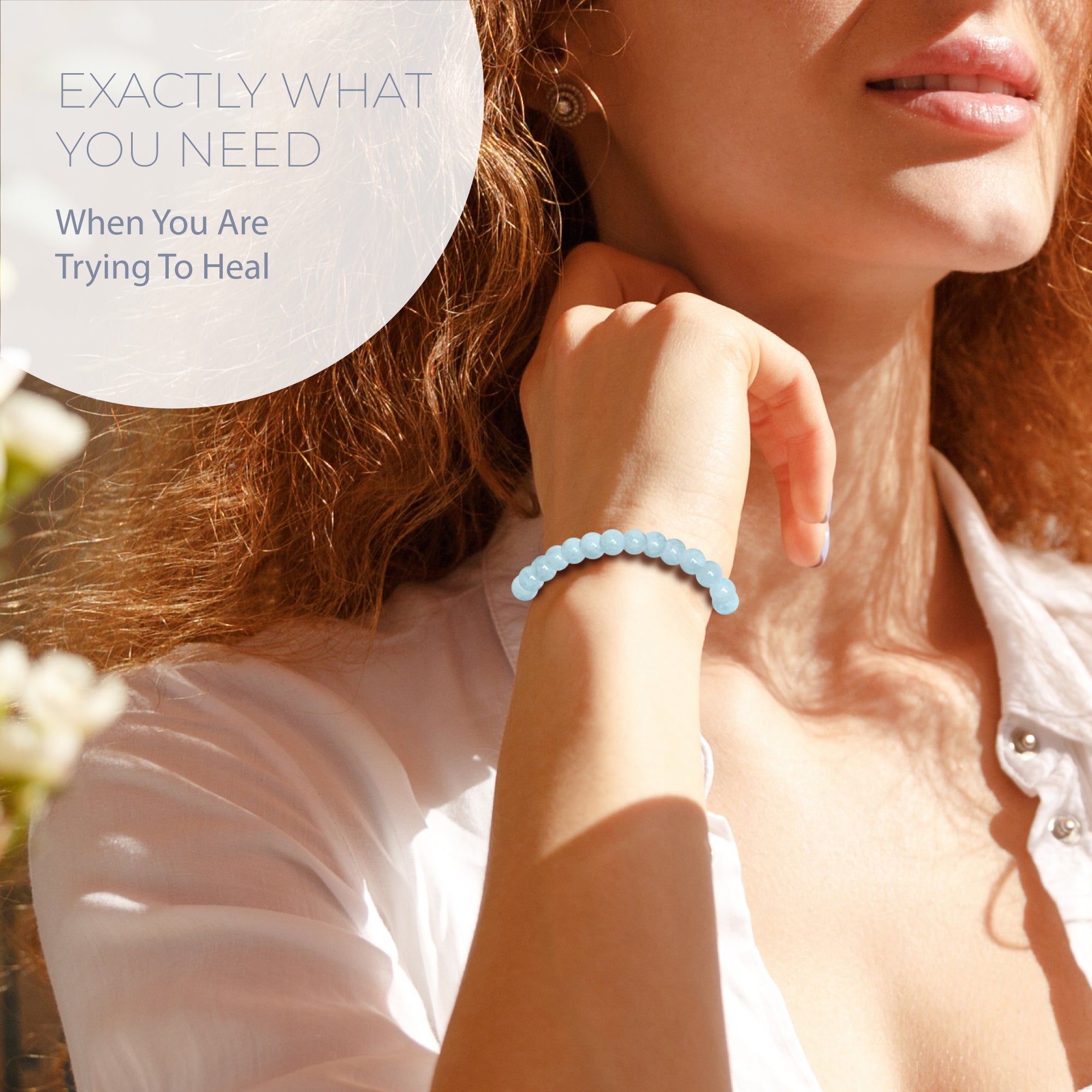 HEALING AQUAMARINE BEAD BRACELET 6MM