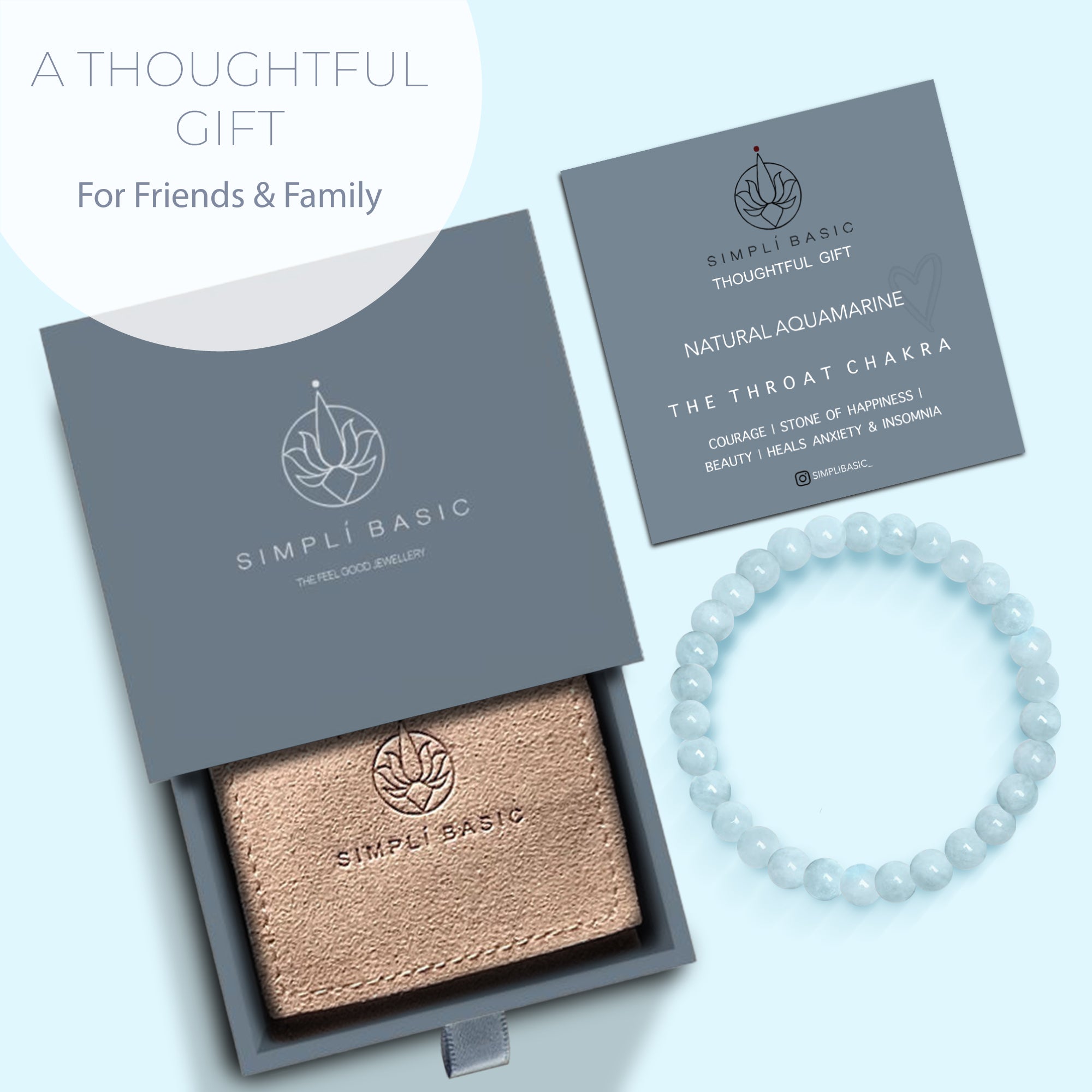 HEALING AQUAMARINE BEAD BRACELET 6MM