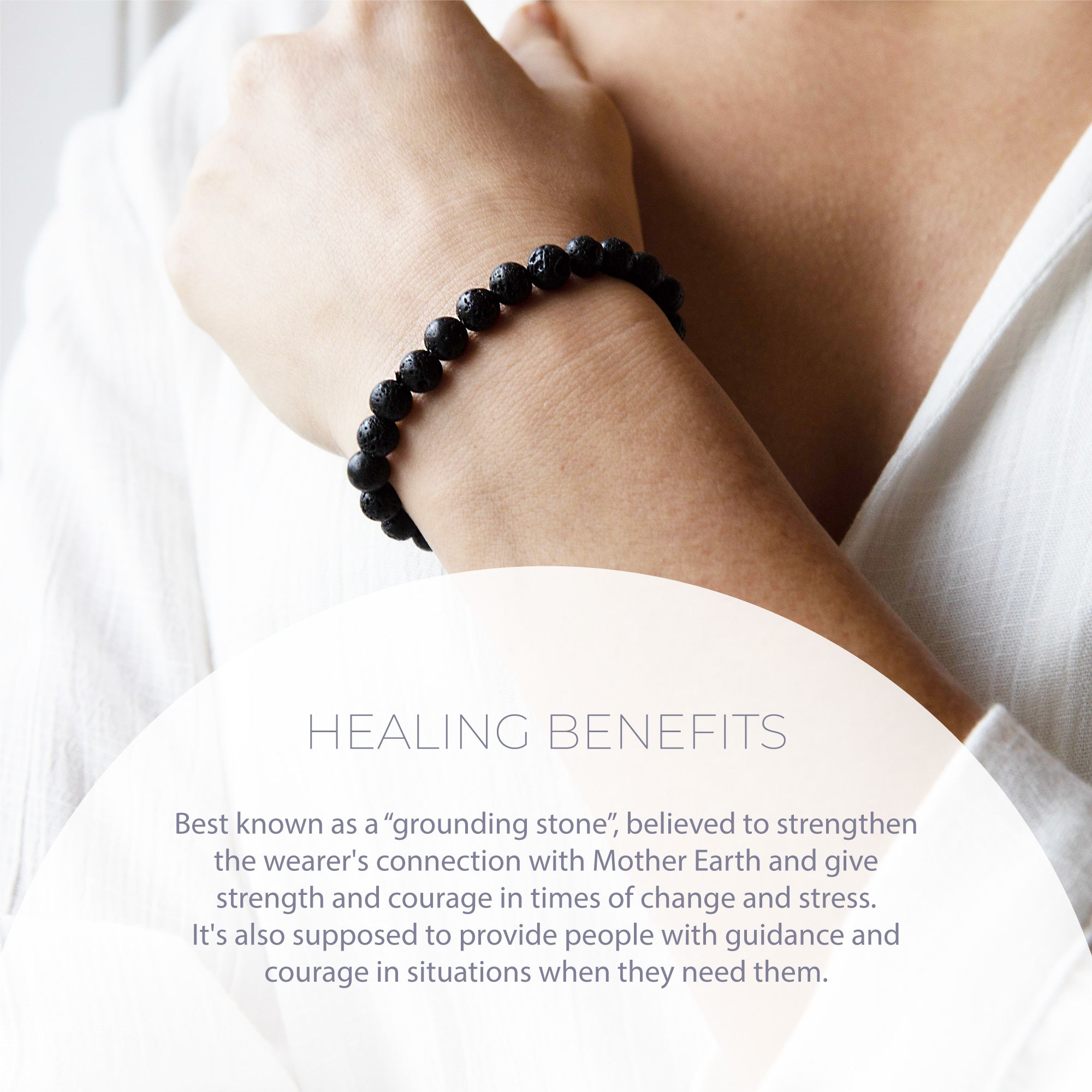 Healing black Lava Rock bead bracelet(6mm)