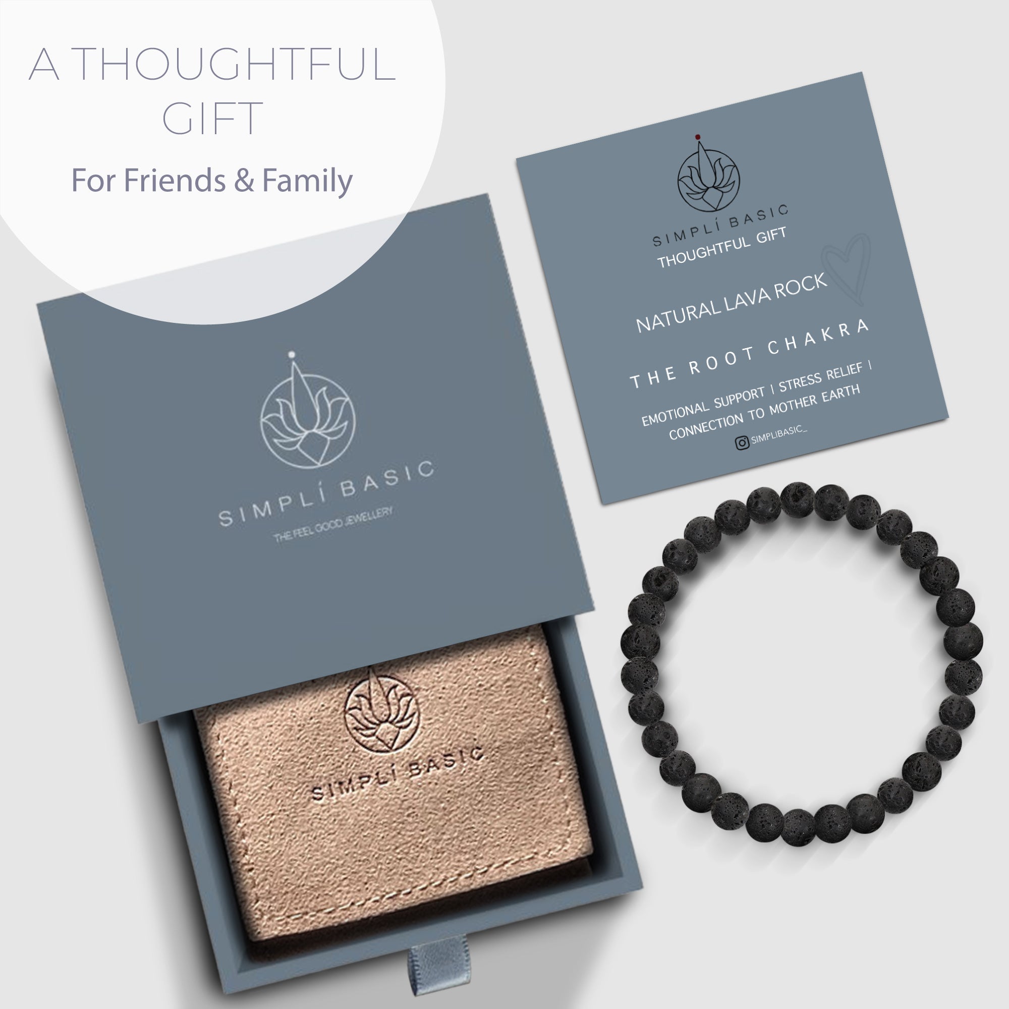 Healing black Lava Rock bead bracelet(6mm)