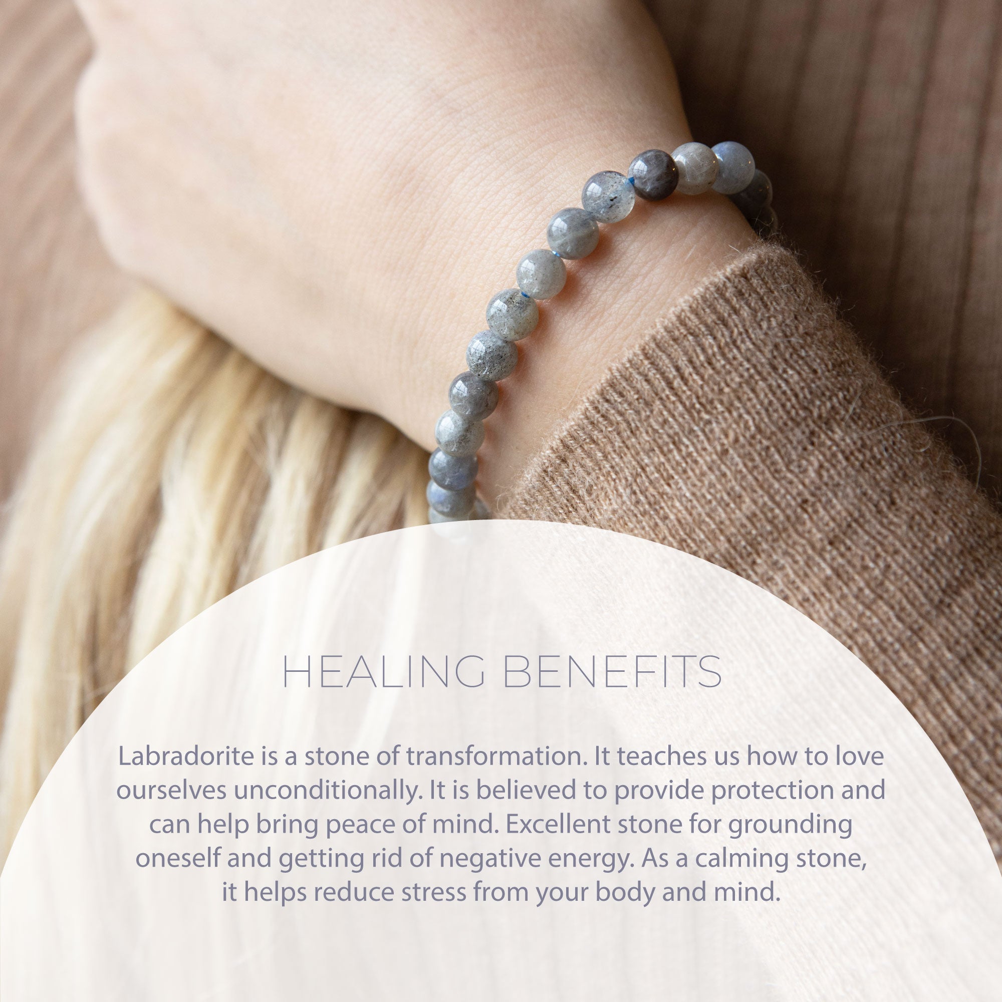 Healing Labradorite bead bracelet 6mm