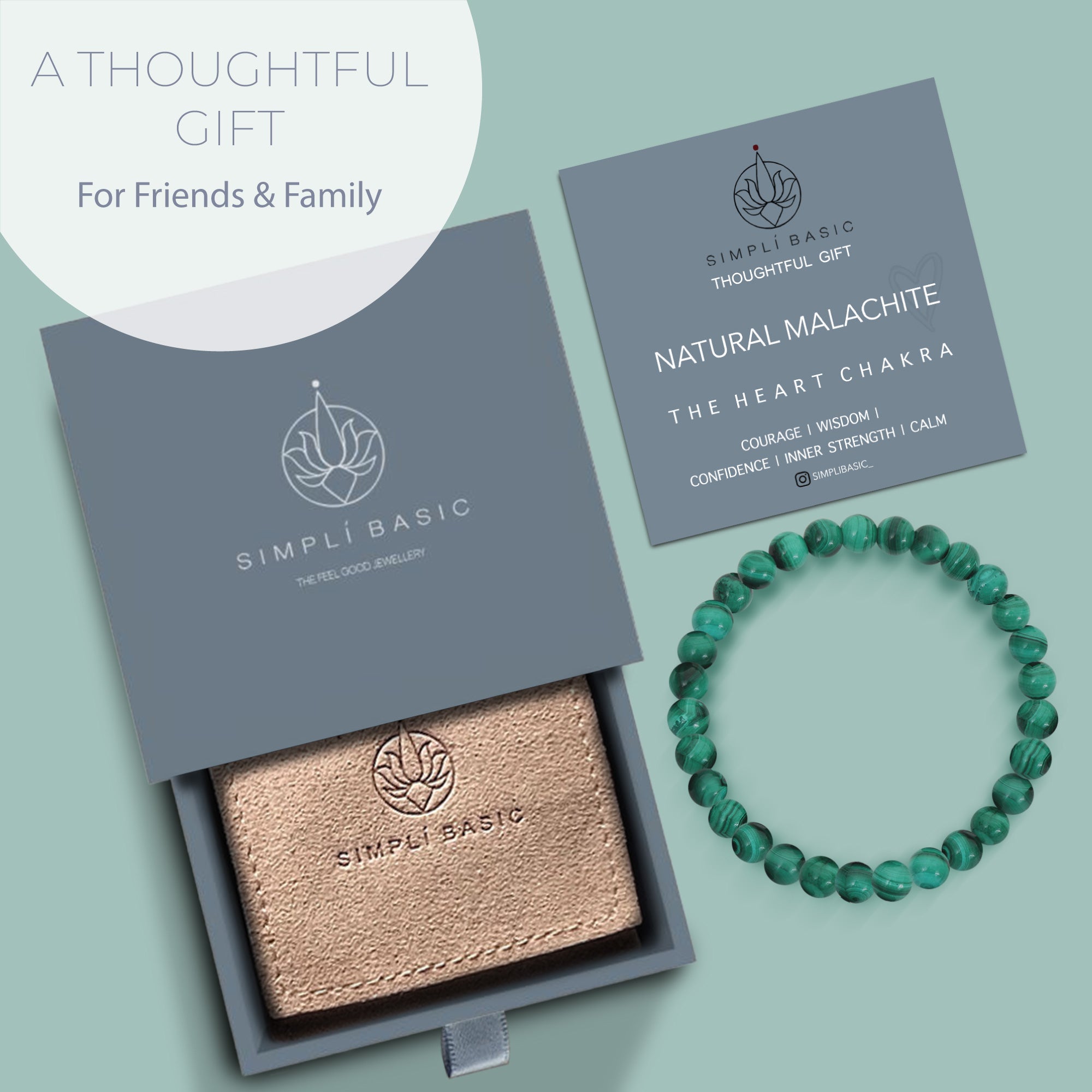 **HEALING MALACHITE BEAD BRACELET 6MM