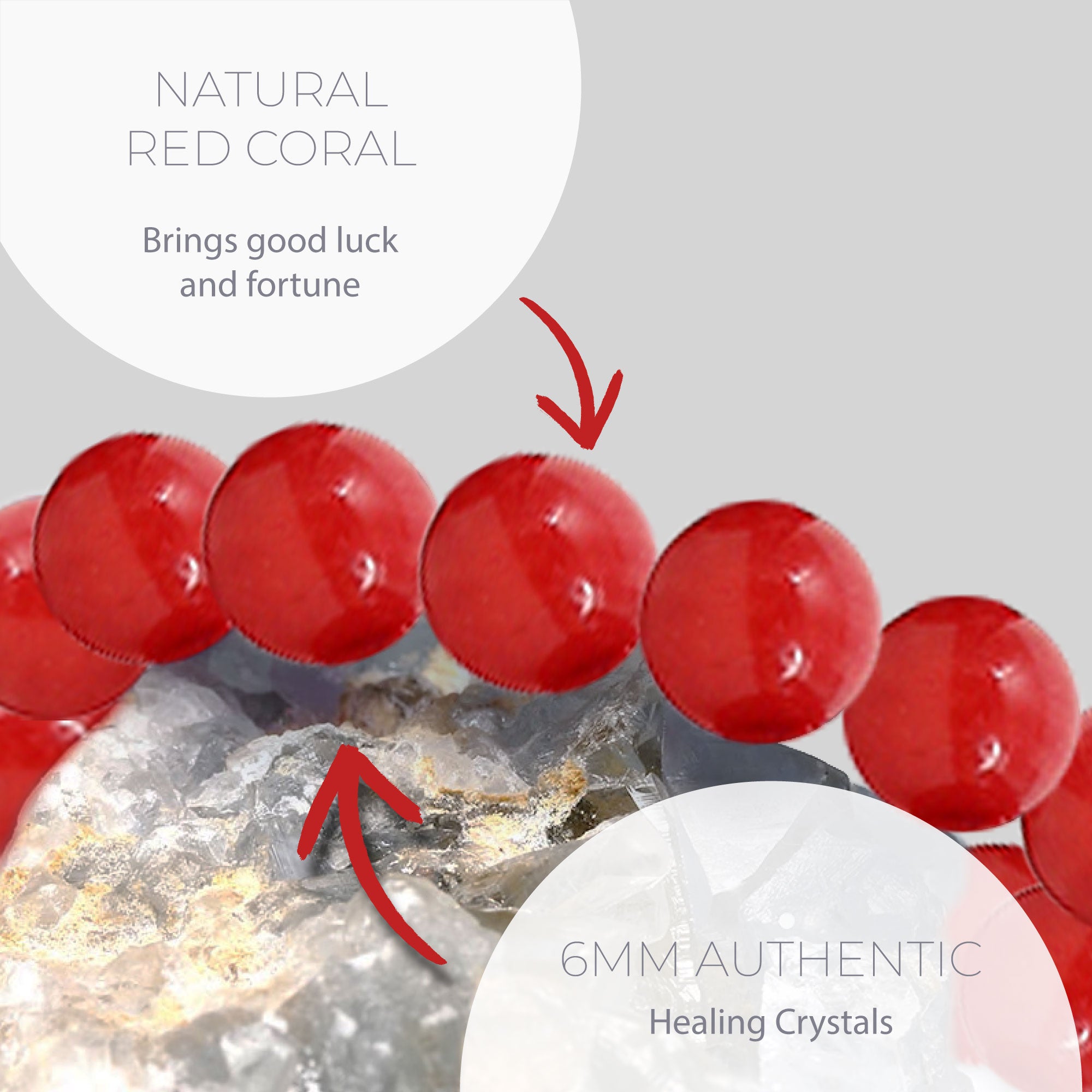 Healing Red coral bead bracelet 6mm