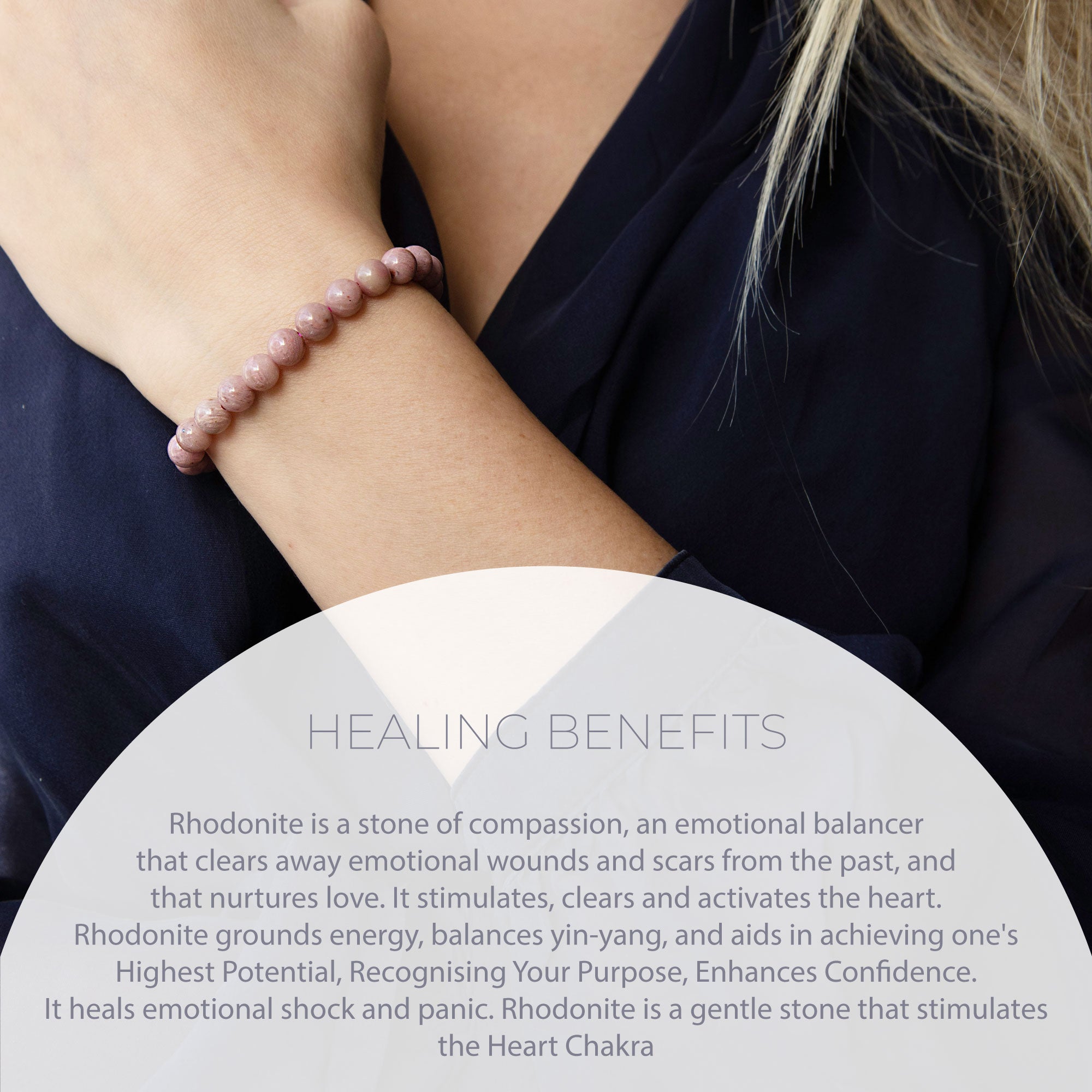 Healing Rhodonite bead bracelet 6mm