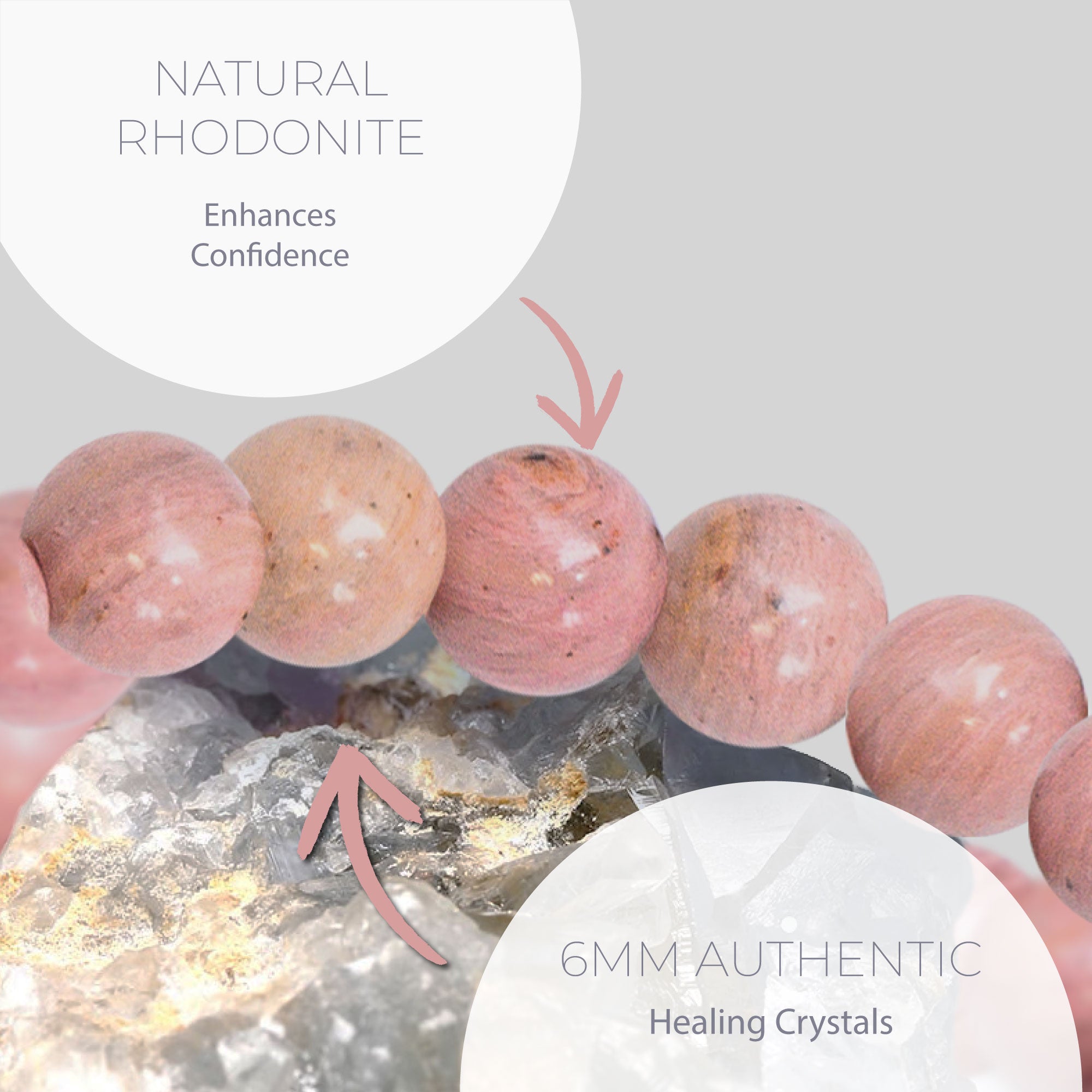 Healing Rhodonite bead bracelet 6mm