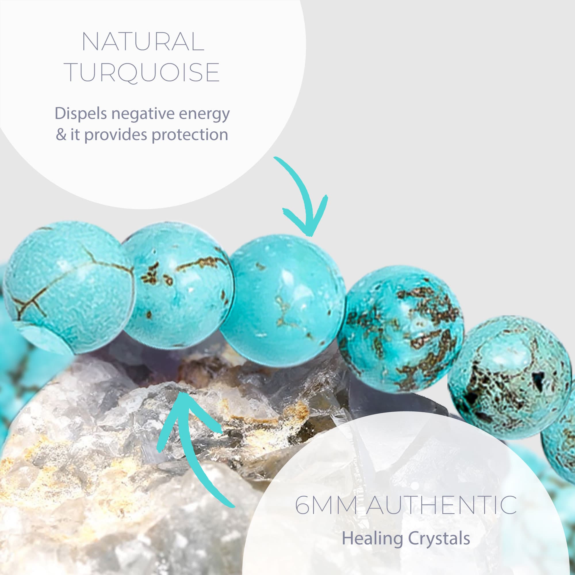 HEALING TURQUOISE BEAD BRACELET 6MM