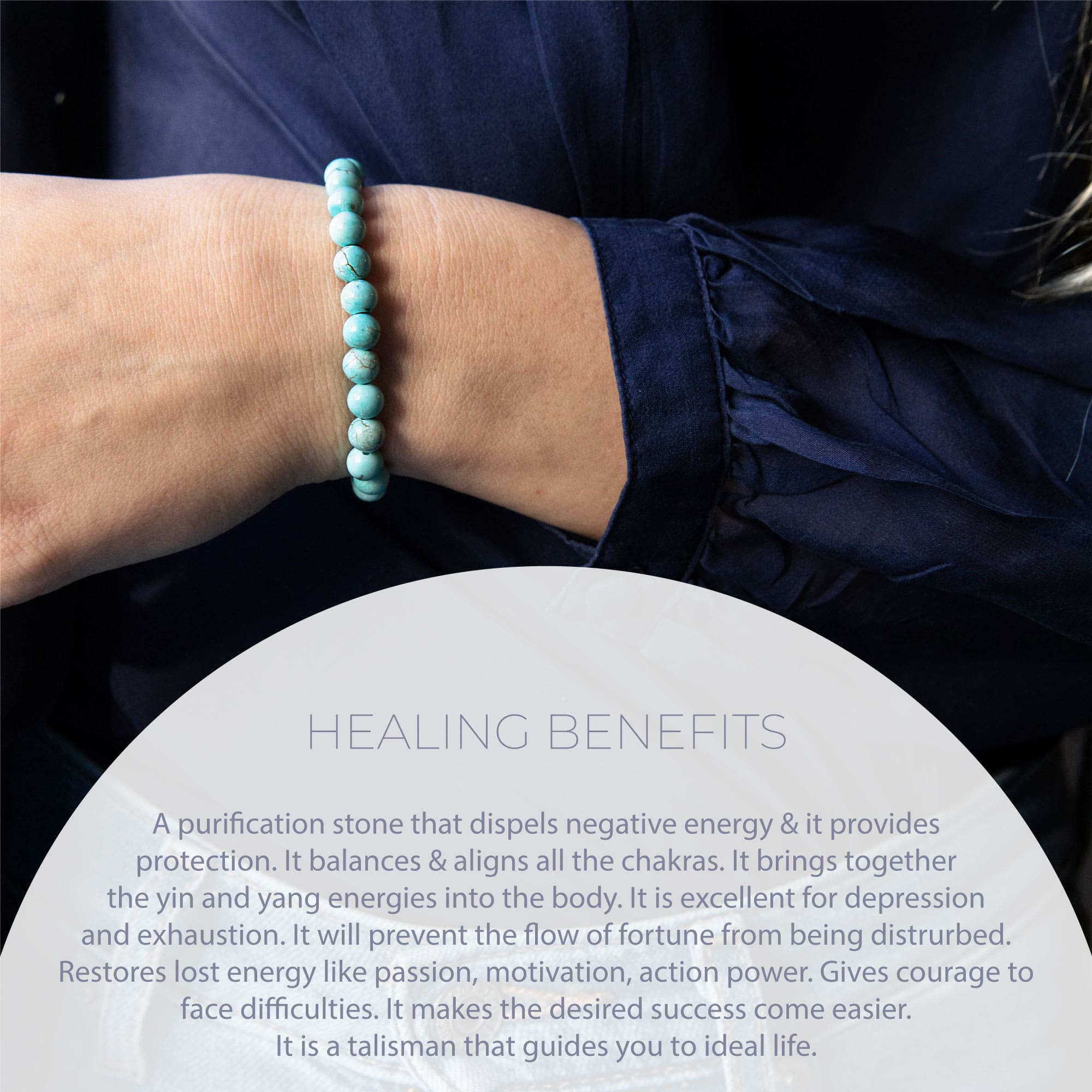 HEALING TURQUOISE BEAD BRACELET 6MM