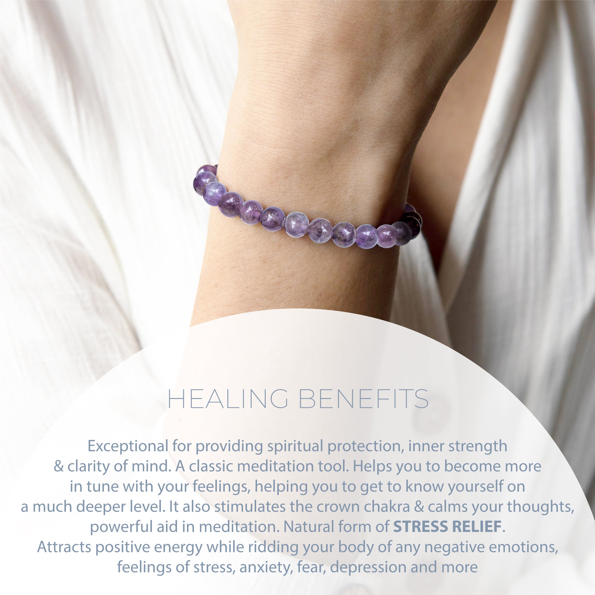HEALING AMETHYST BEAD BRACELET 6MM