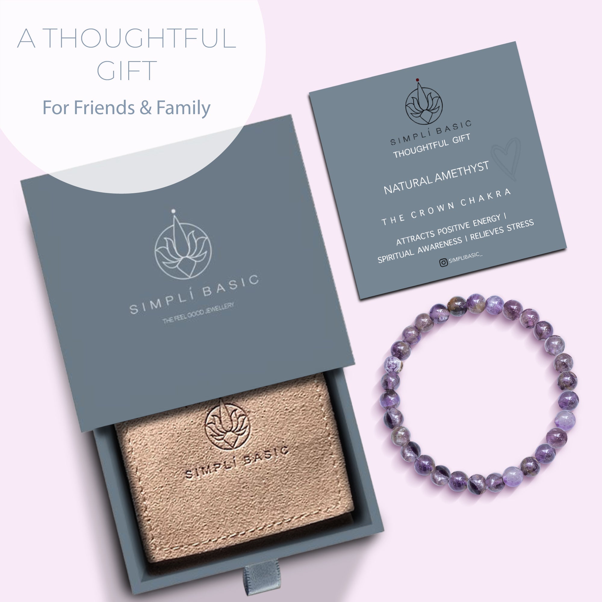 HEALING AMETHYST BEAD BRACELET 6MM