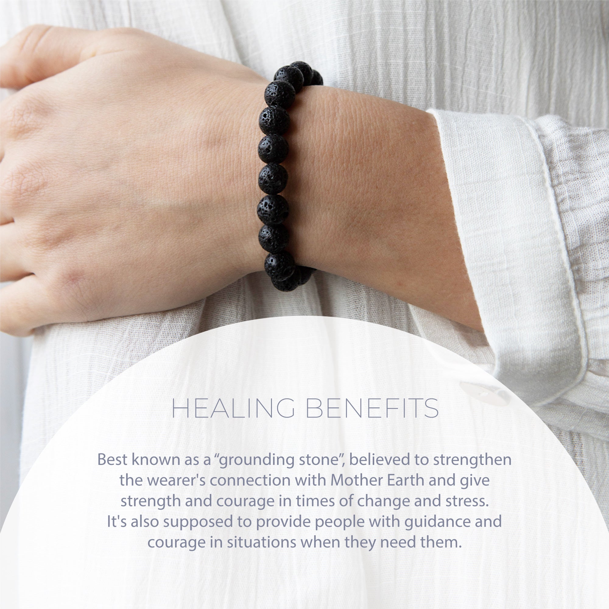 Healing black Lava Rock bead bracelet 8mm