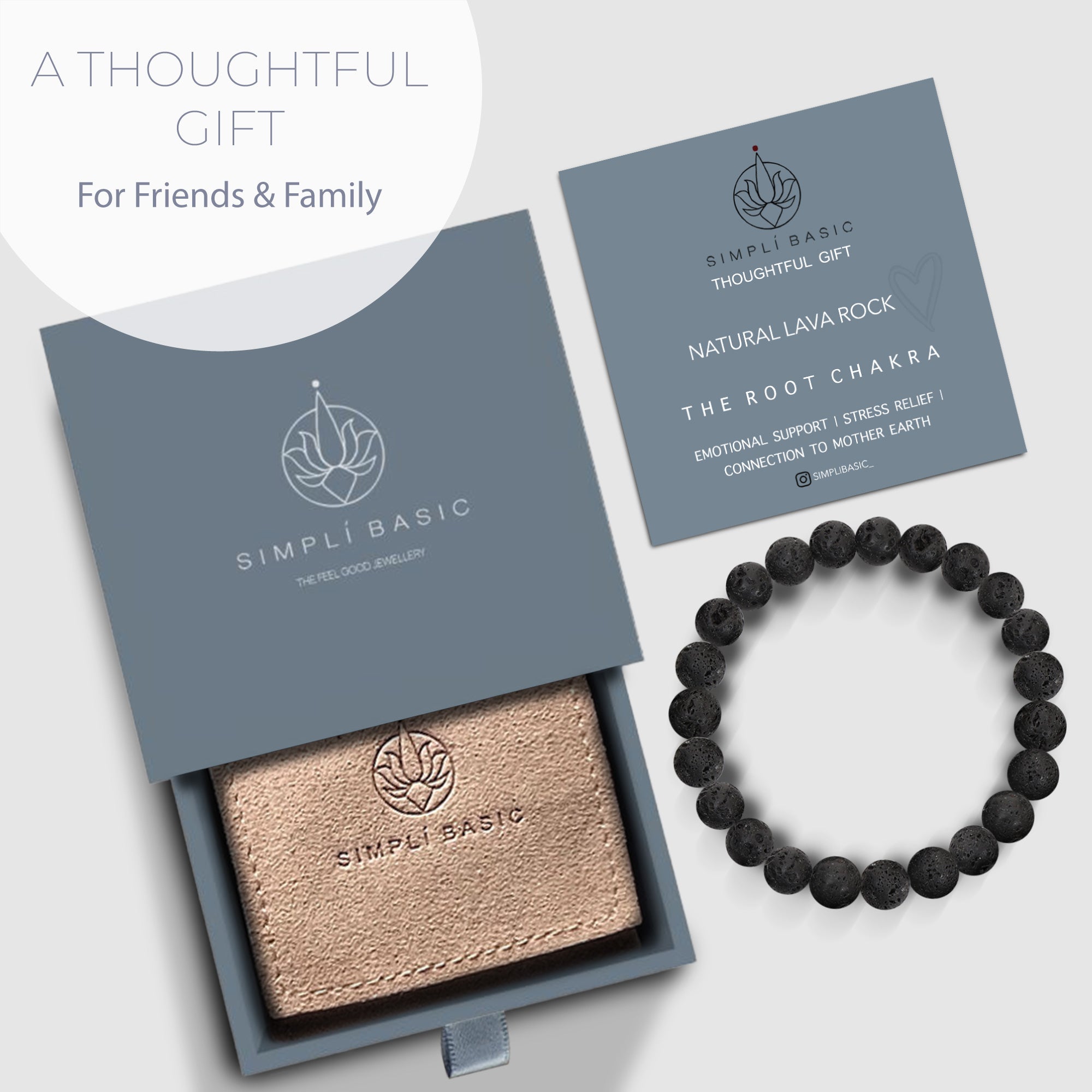 Healing black Lava Rock bead bracelet 8mm