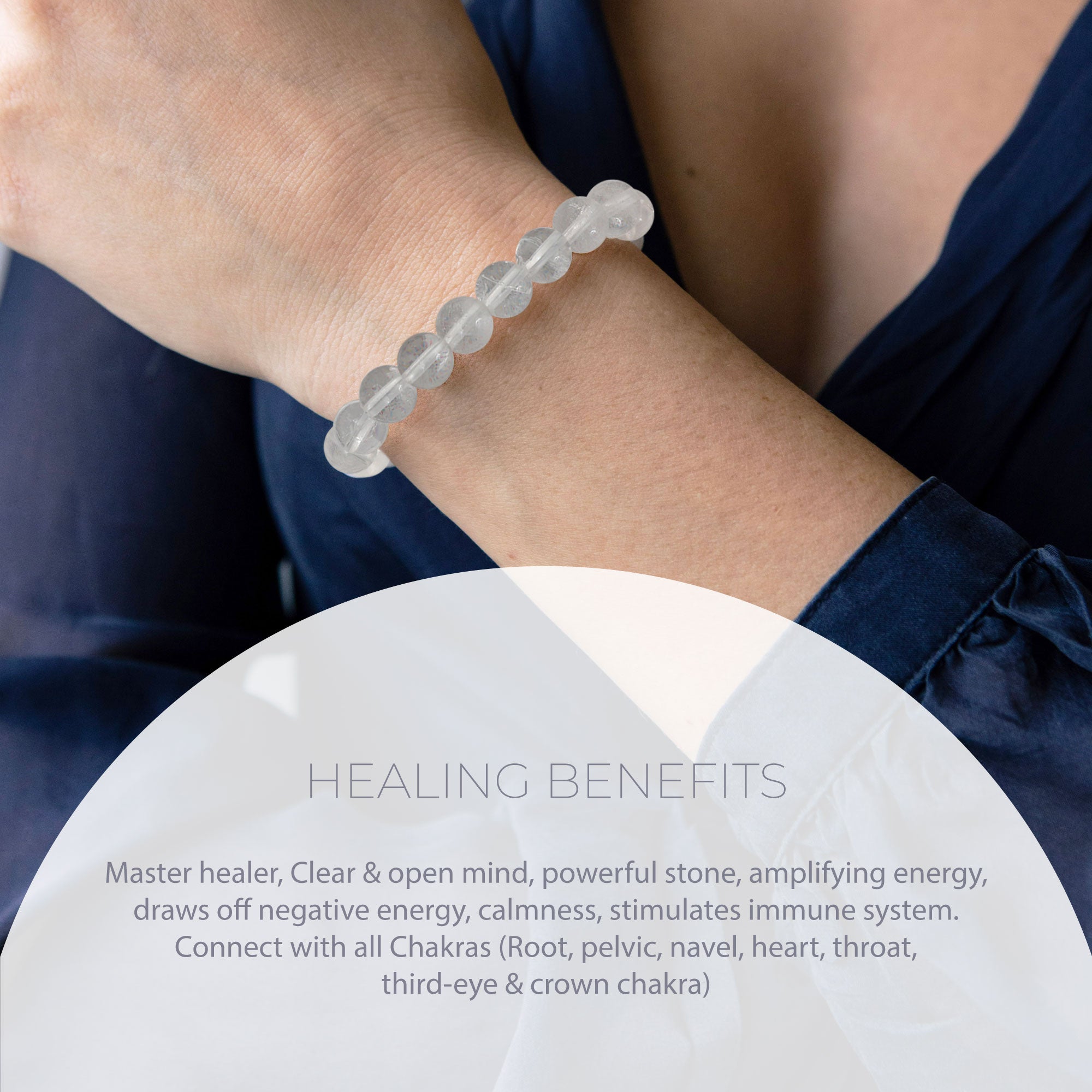 Healing Clear quartz bead bracelet 8mm
