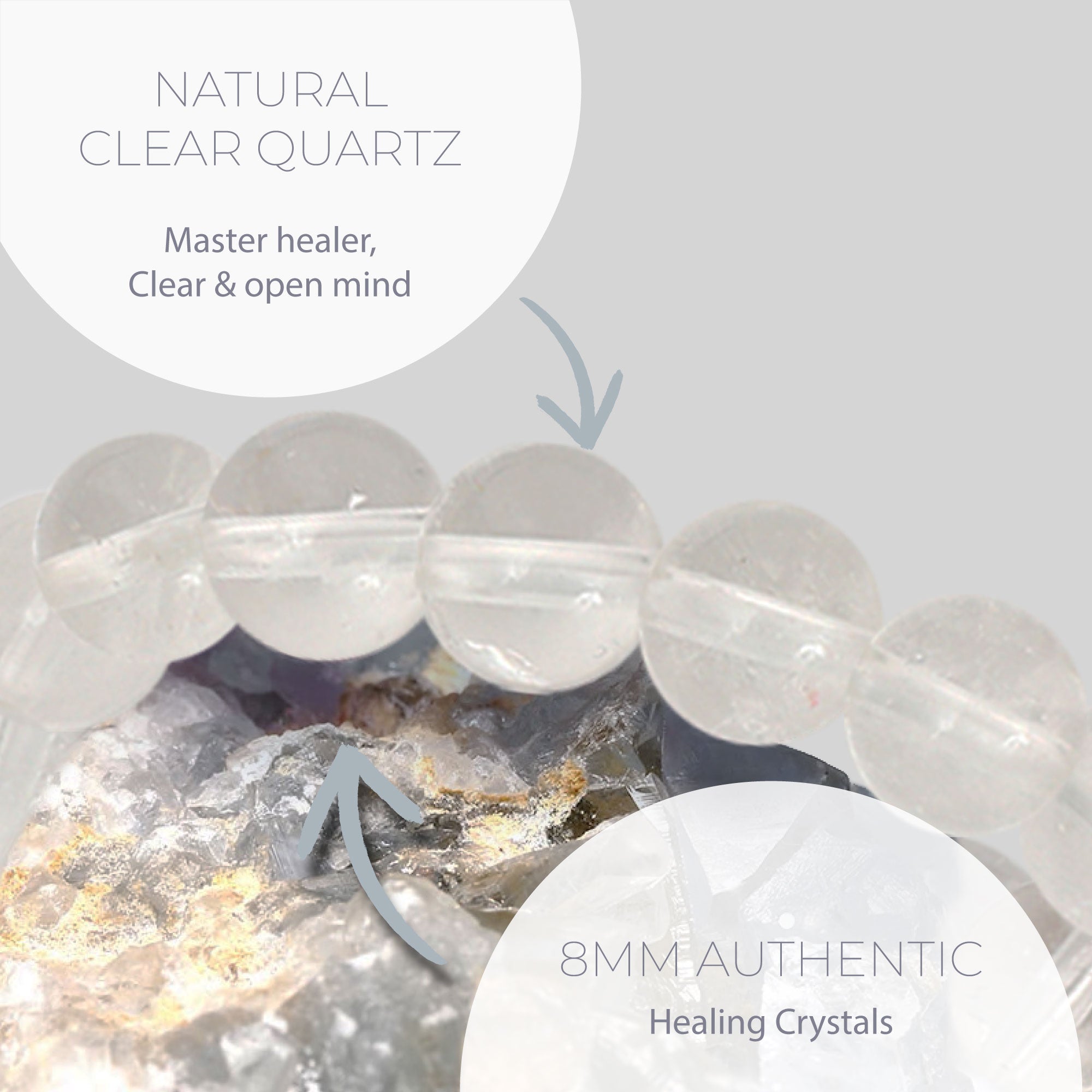Healing Clear quartz bead bracelet 8mm