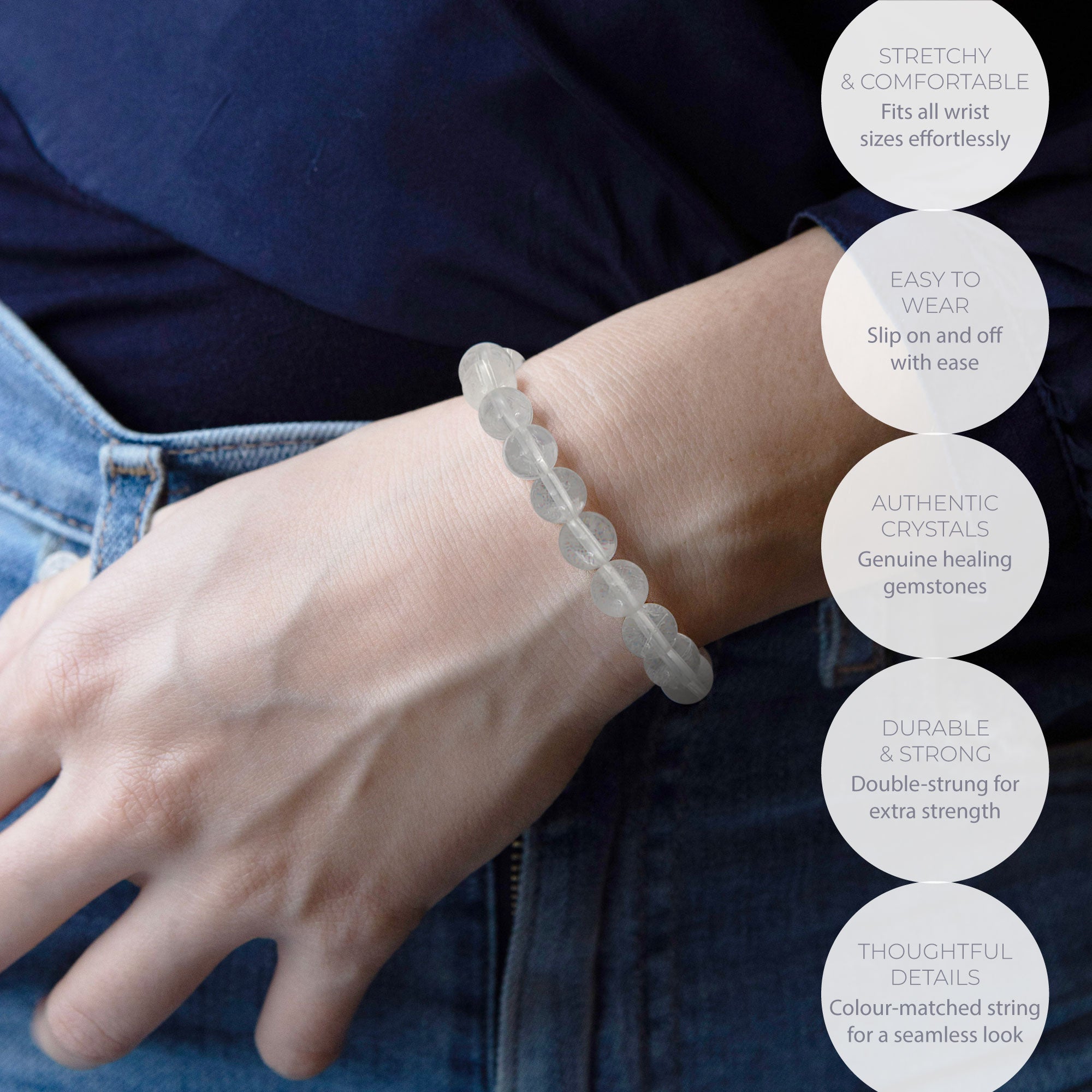 Healing Clear quartz bead bracelet 8mm