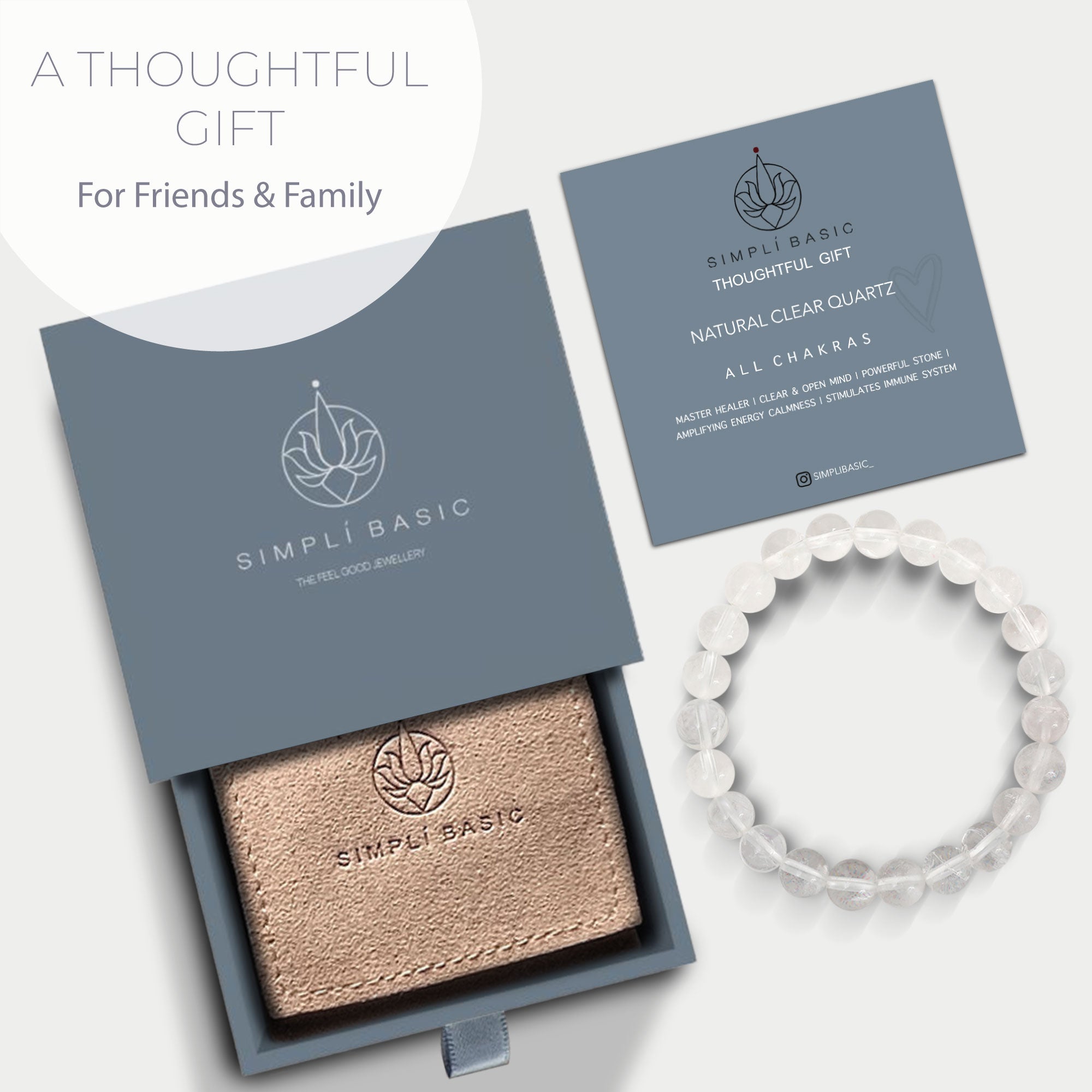 Healing Clear quartz bead bracelet 8mm