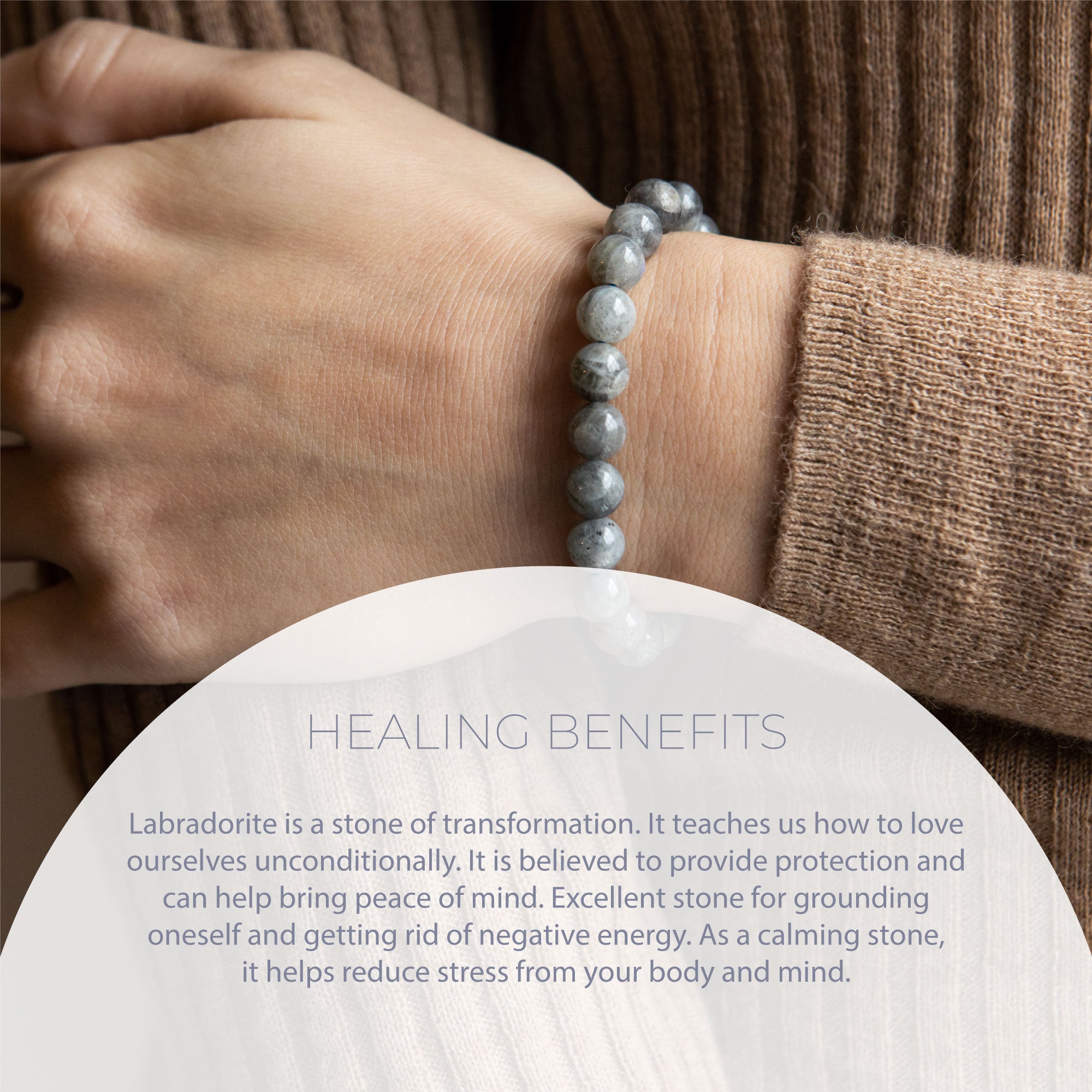 Healing Labradorite bead bracelet 8mm