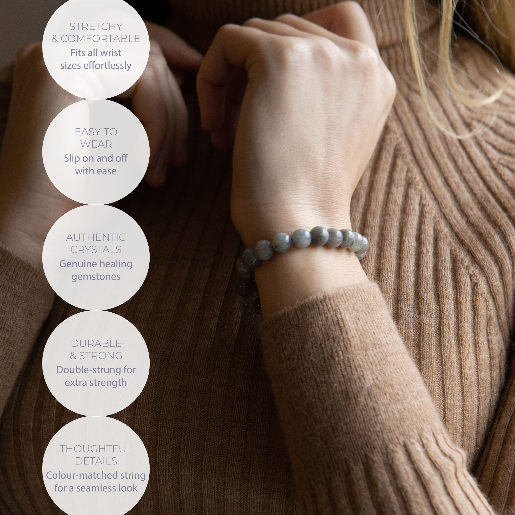 Healing Labradorite bead bracelet 8mm