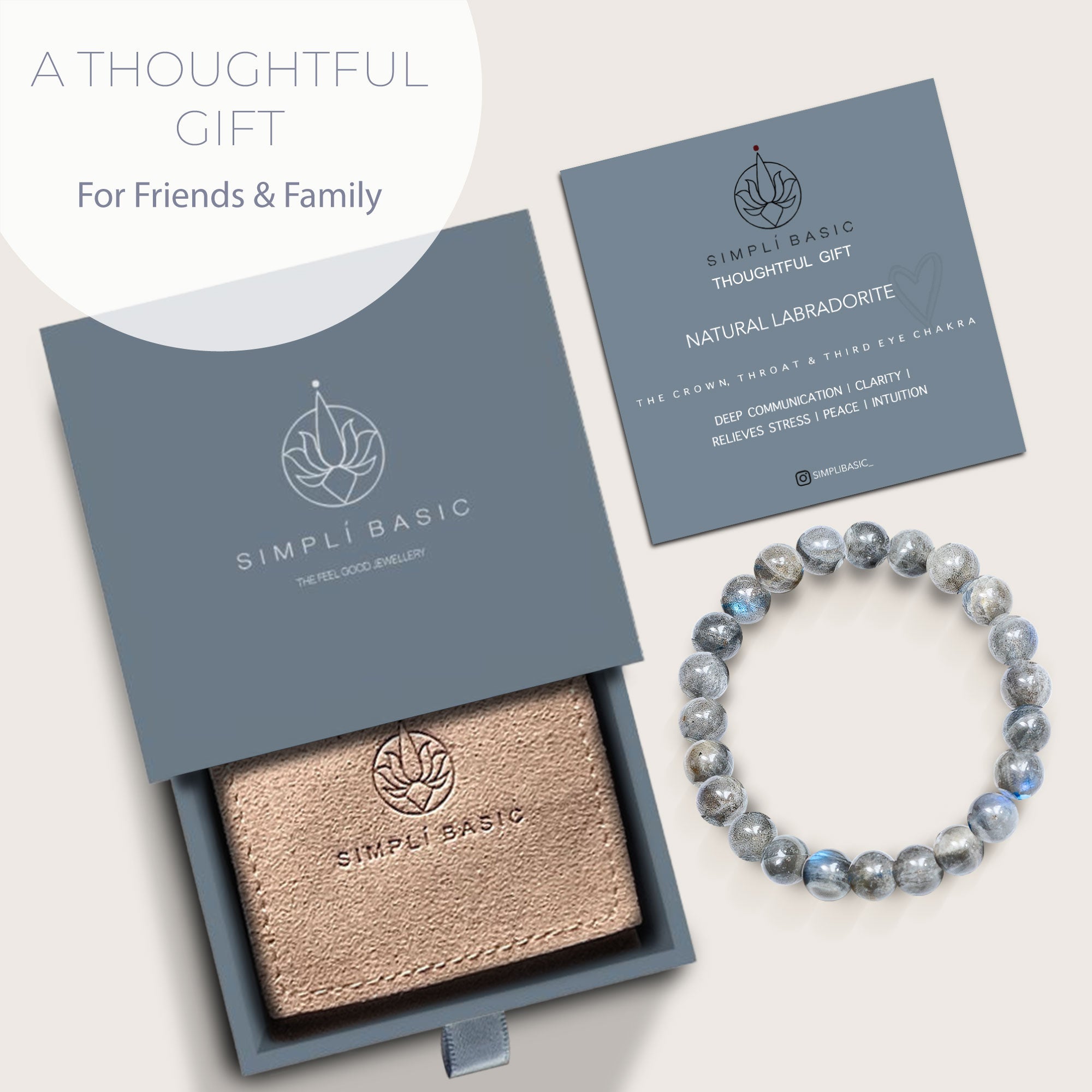 Healing Labradorite bead bracelet 8mm