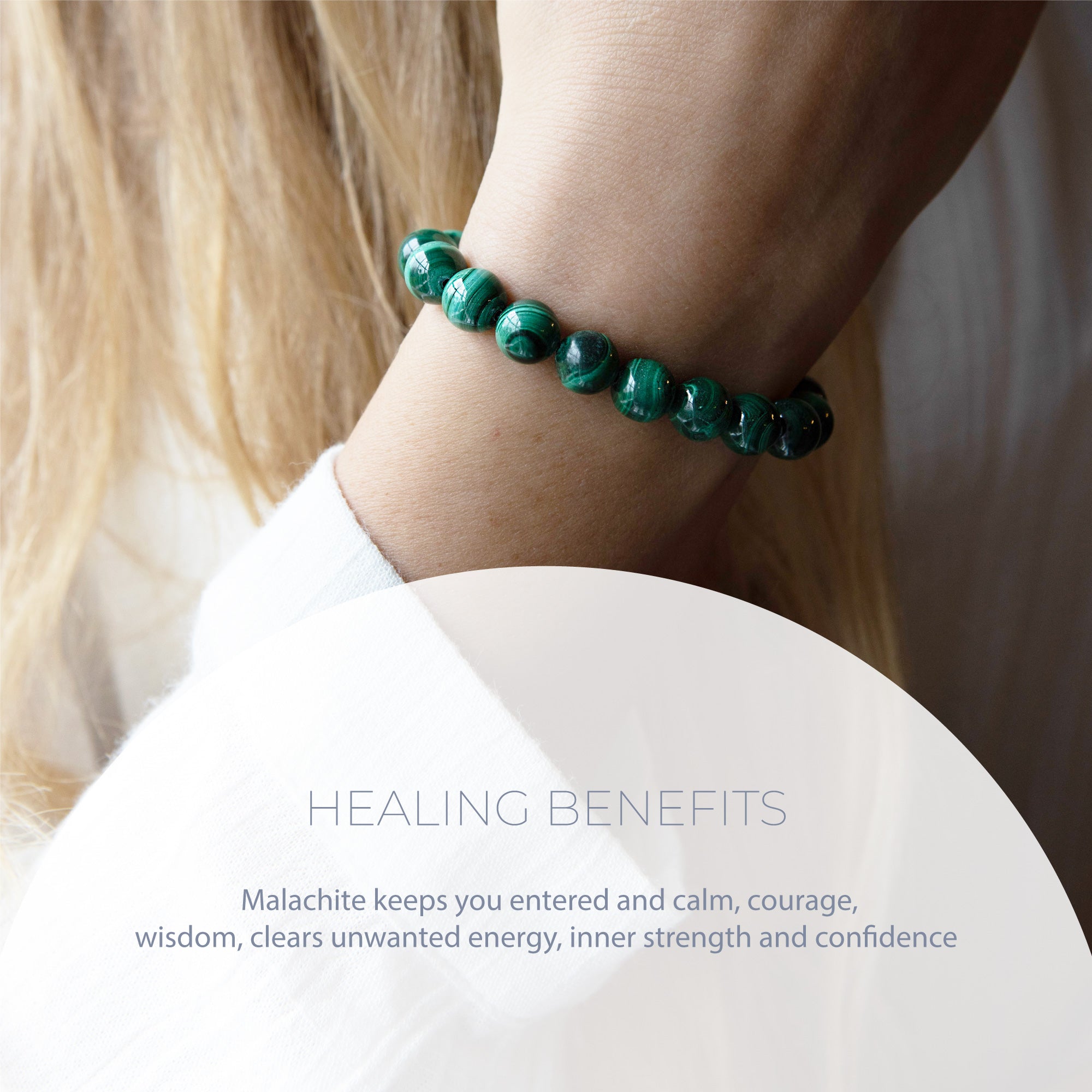 Healing Malachite bead bracelet 8mm