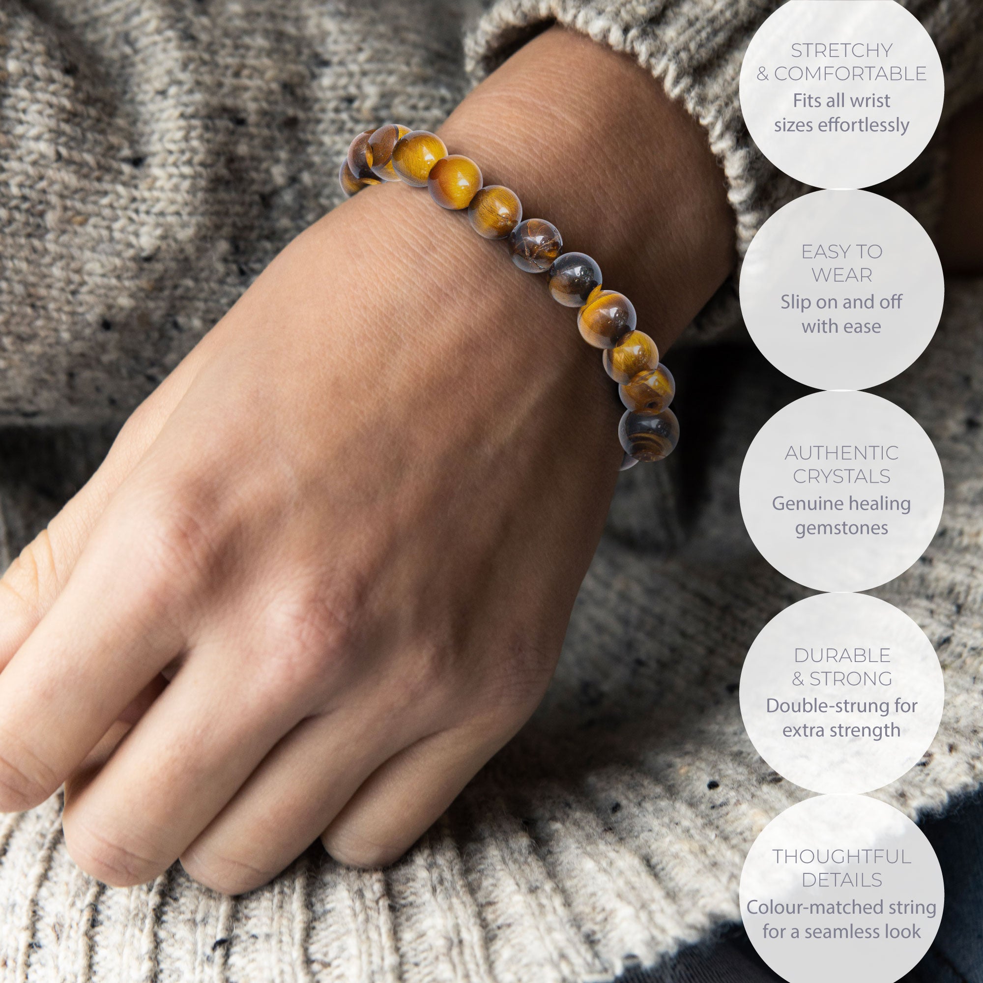 ALL TIGER EYE, YELLOW TIGER EYE 8MM