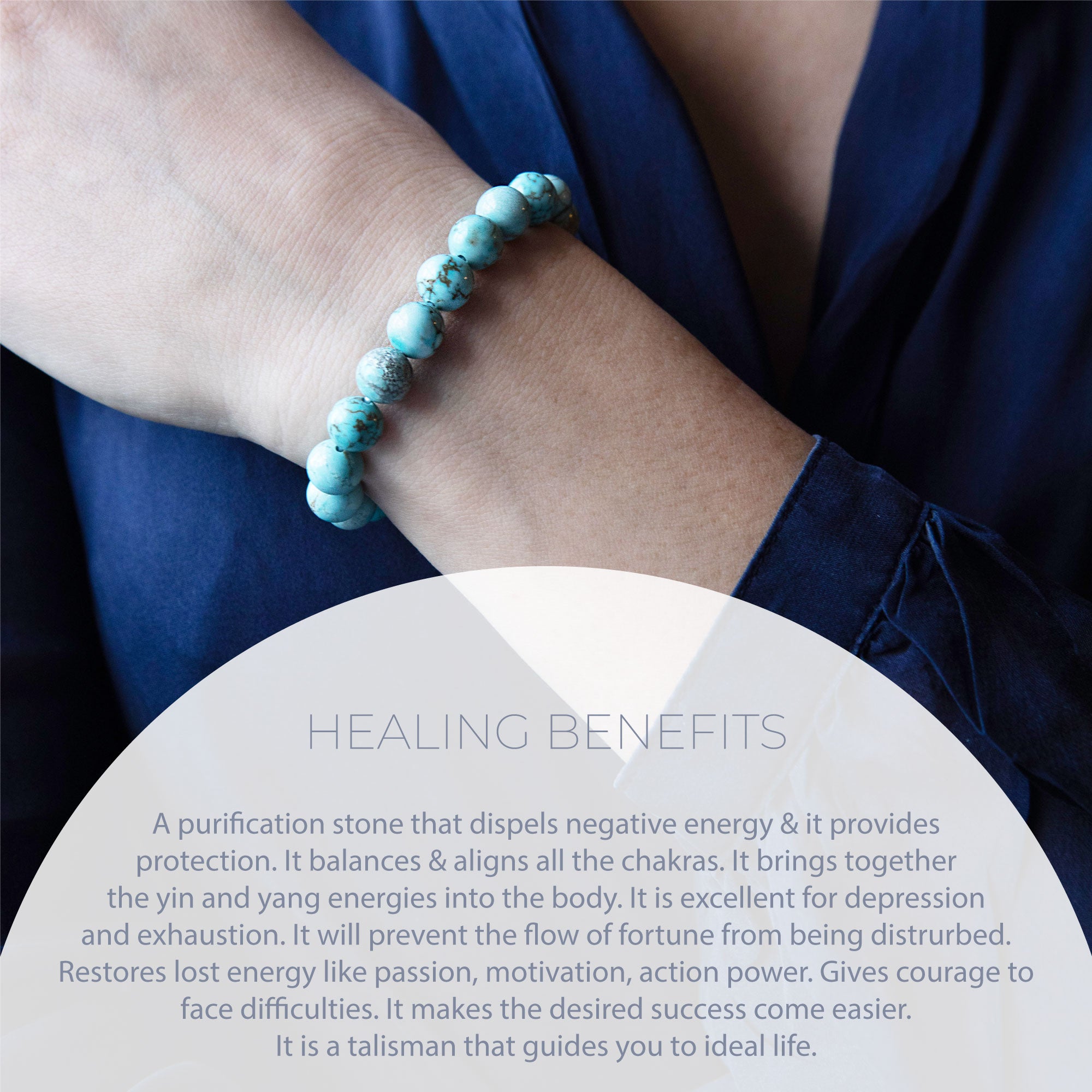 HEALING TURQUOISE BEAD BRACELET 8MM