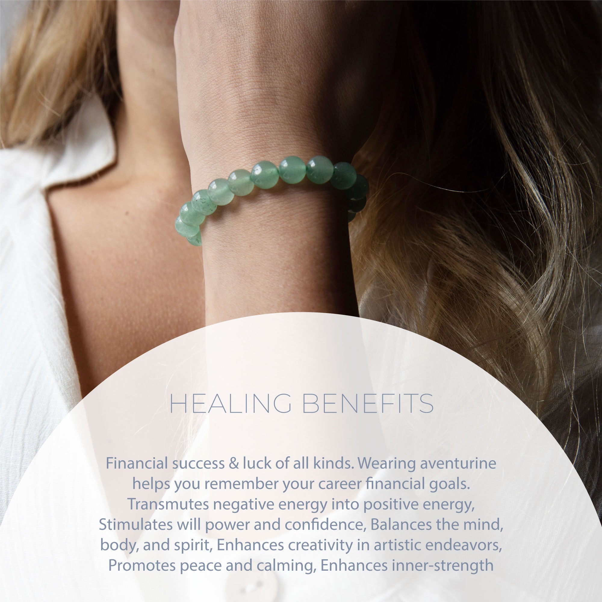 HEALING GREEN AVENTURINE BEAD BRACELET 8MM