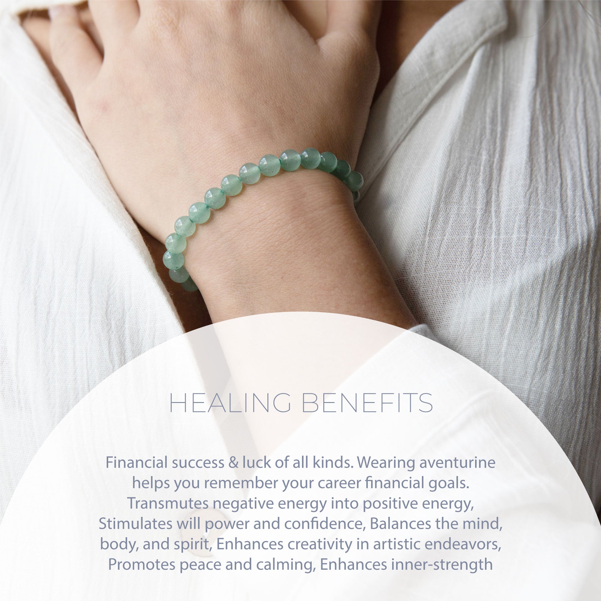 HEALING GREEN AVENTURINE BEAD BRACELET 6MM